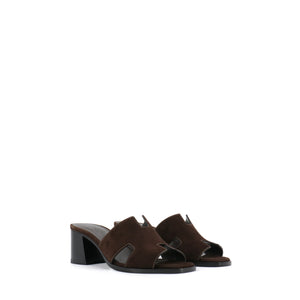 HERMÈS - Helia 60 Hermès sandals in brown suede goat leather (T37)