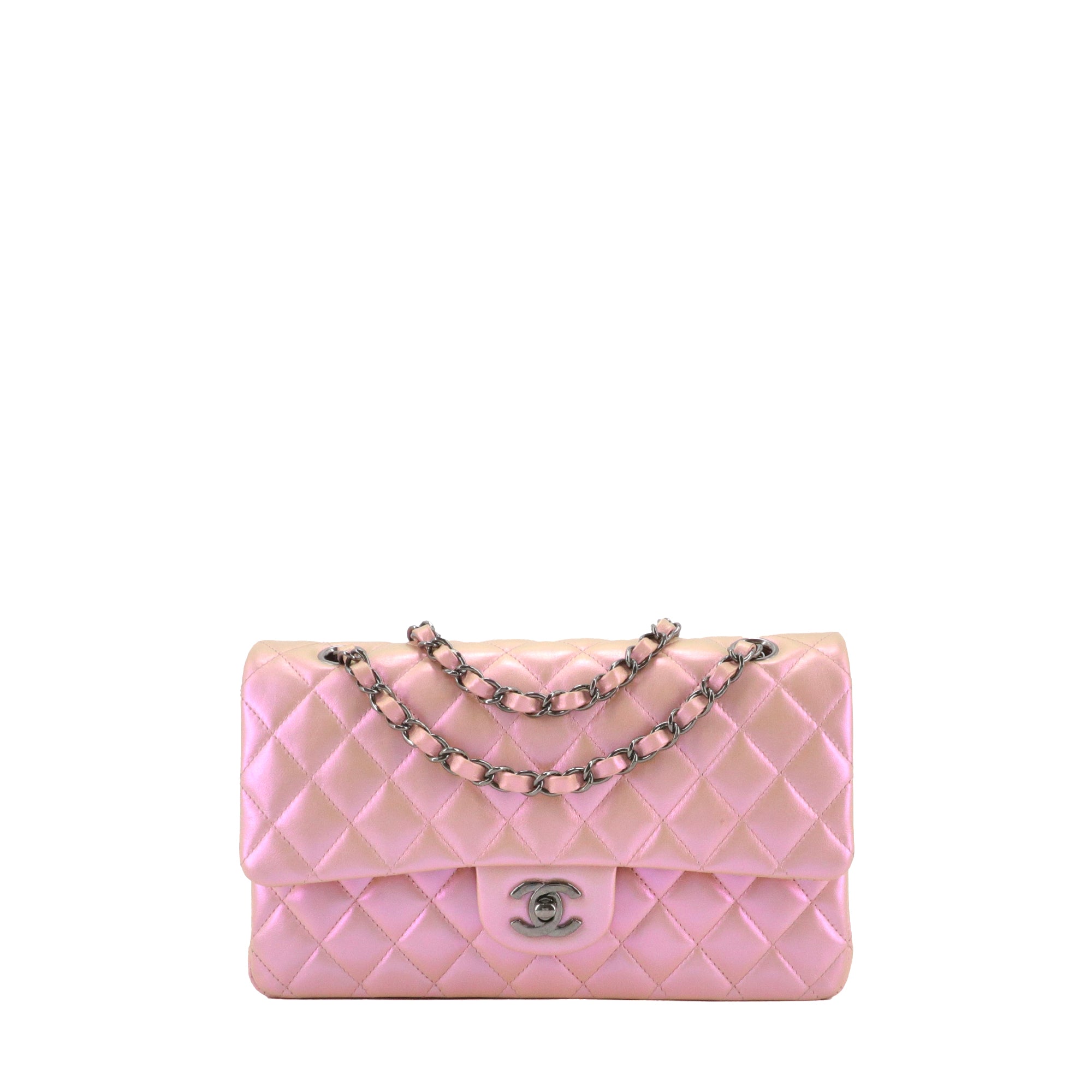 CHANEL - Sac à main Classique/Timeless 11.12 Chanel en cuir irisé rose
