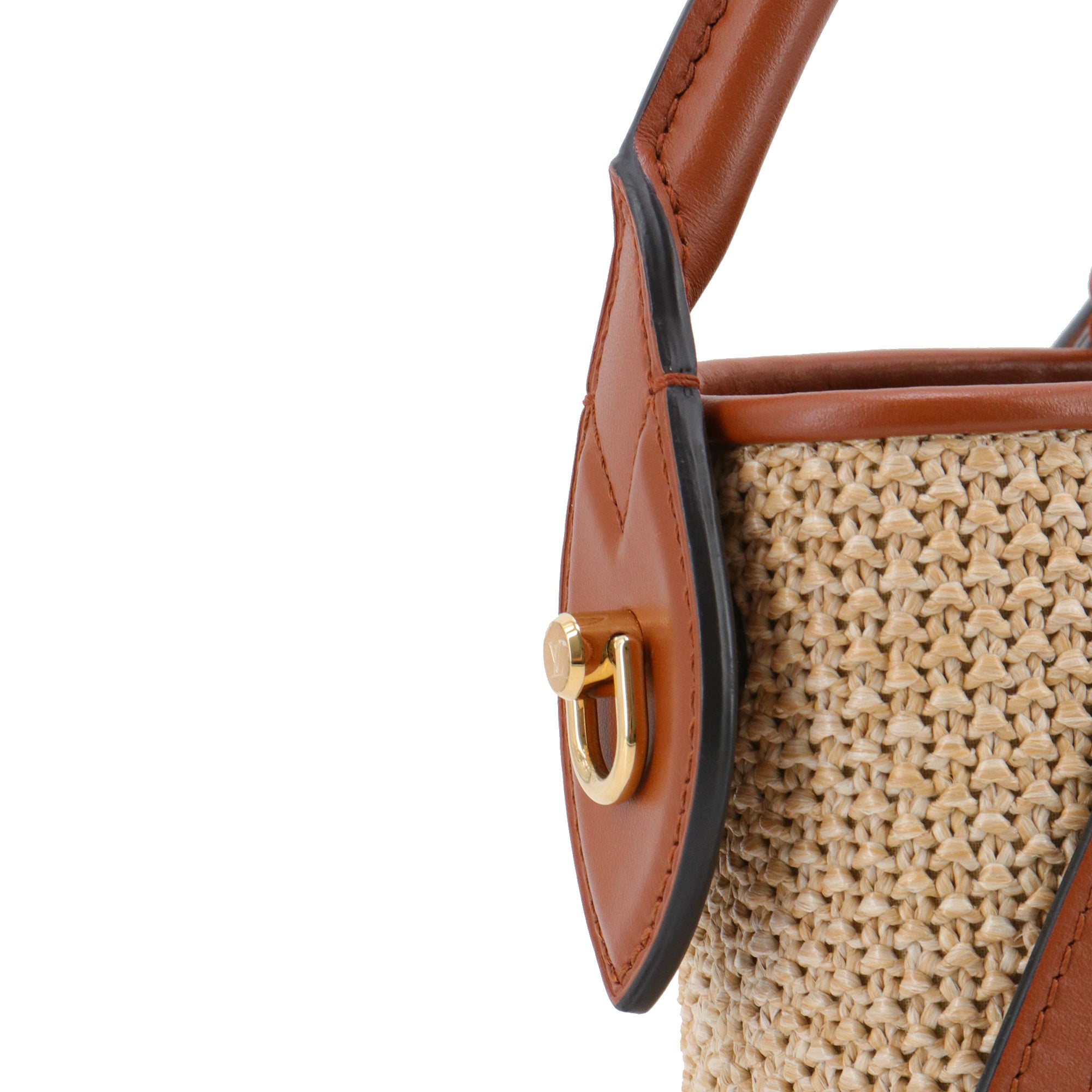 LOUIS VUITTON - Louis Vuitton Petit Bucket shoulder bag in woven raffia and brown leather