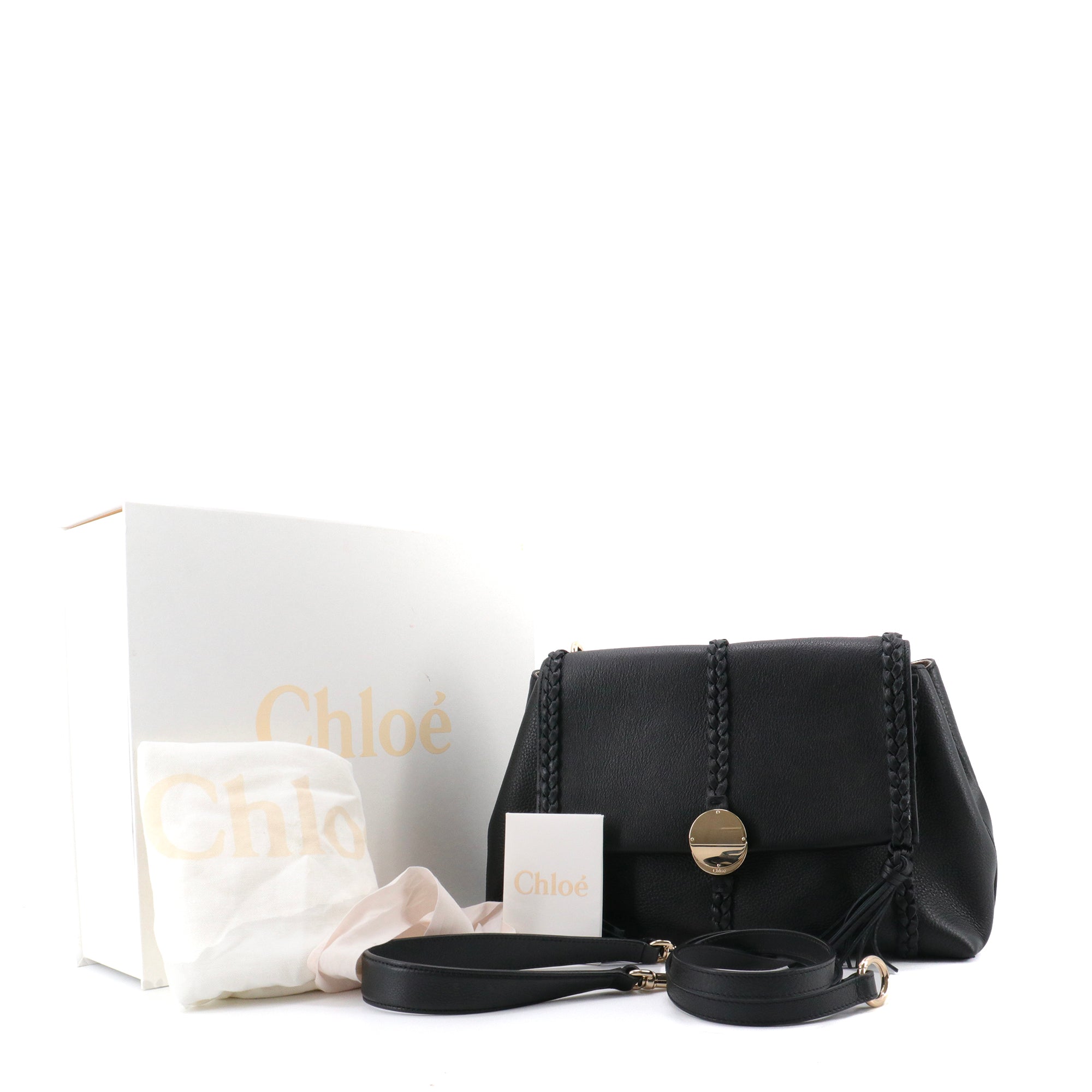 CHLOÉ - Pénélope MM Chloé shoulder bag in black grained leather