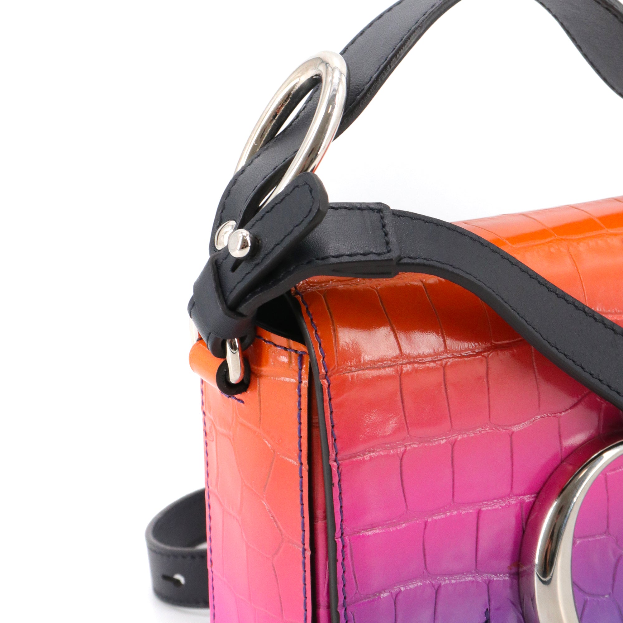 CHLOÉ - Chloé C Mini shoulder bag in multicolor croc-embossed leather