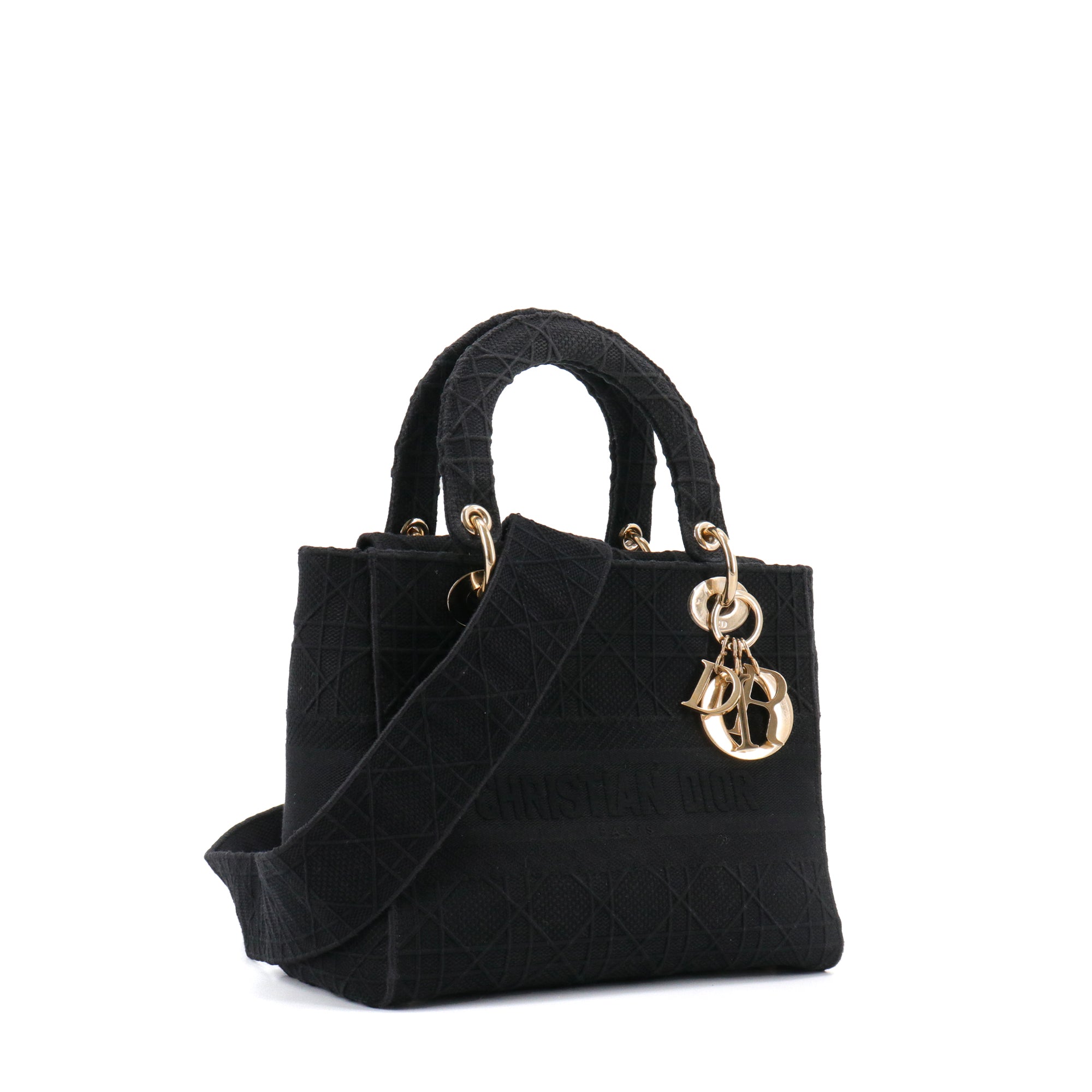 DIOR - Sac à bandoulière Lady D-Lite Medium Dior en toile noire