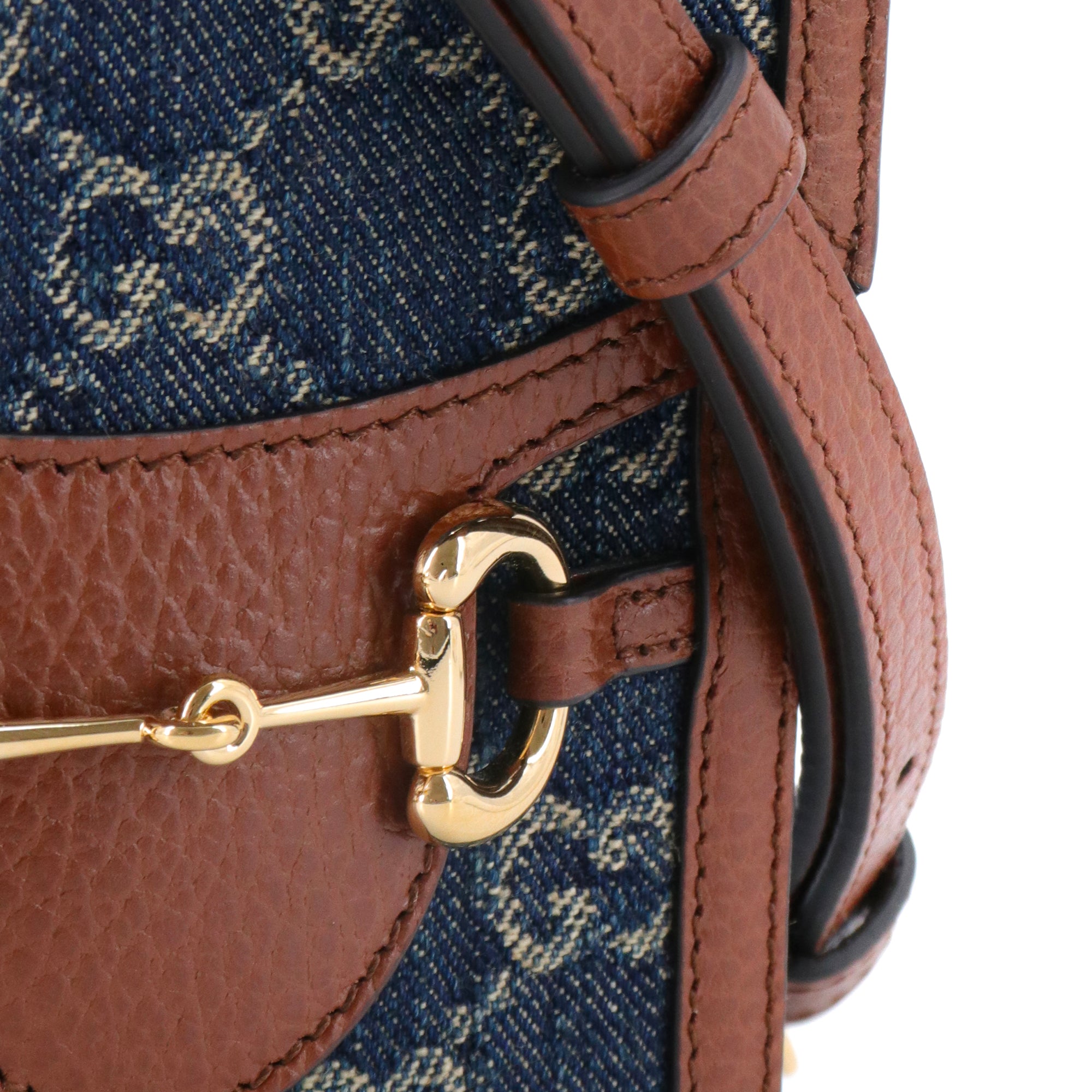 GUCCI - Sac à bandoulière Horsebit 1955 Gucci en denim monogrammé