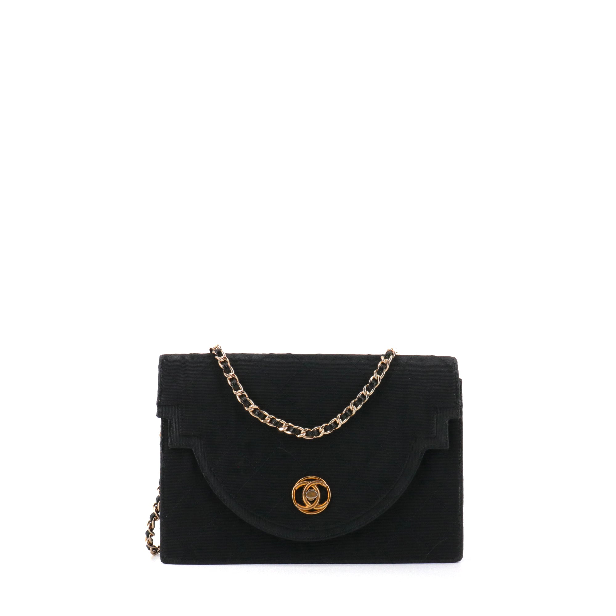 CHANEL - Sac à bandoulière vintage Chanel en toile noire vintage