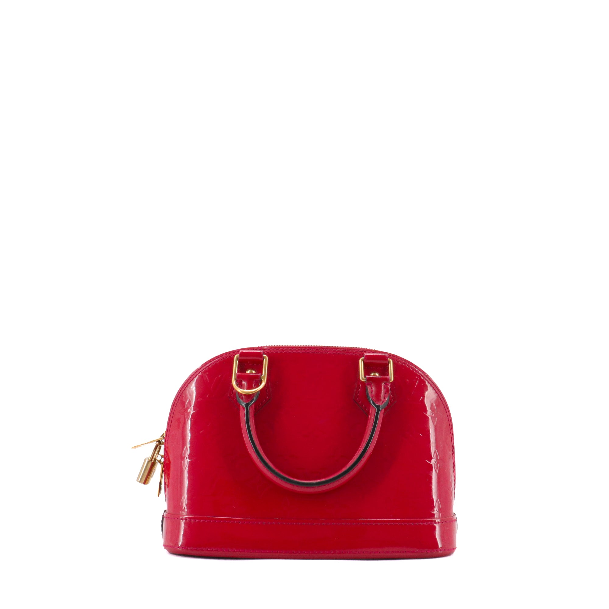LOUIS VUITTON - Sac à bandoulière Alma BB Louis Vuitton en cuir verni rouge framboise