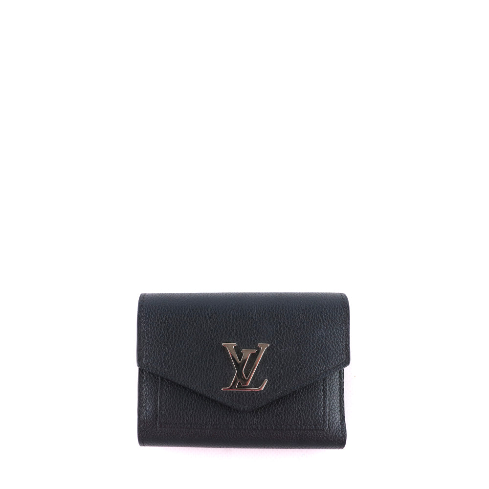 LOUIS VUITTON - Portefeuille Lockmini en cuir grainé noir
