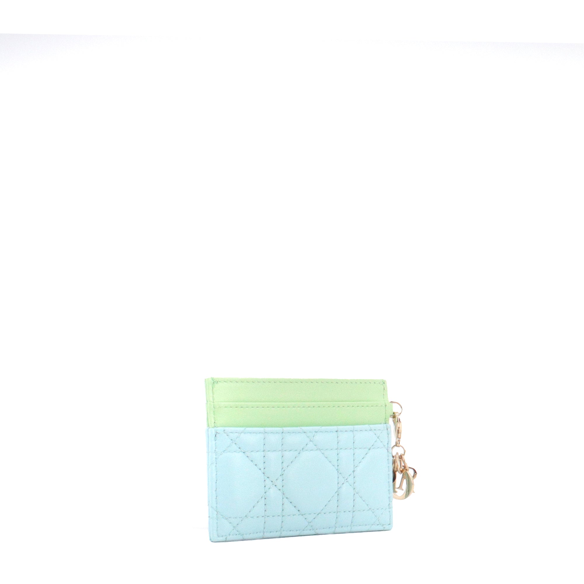 DIOR - Porte-cartes Freesia Dior en cuir bleu et vert pastel