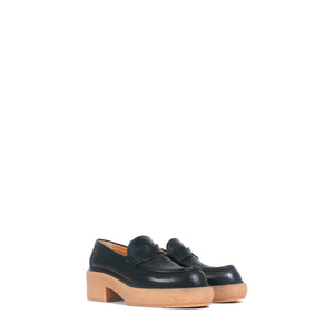 HERMÈS - Fanny platform loafers in black leather (T40)