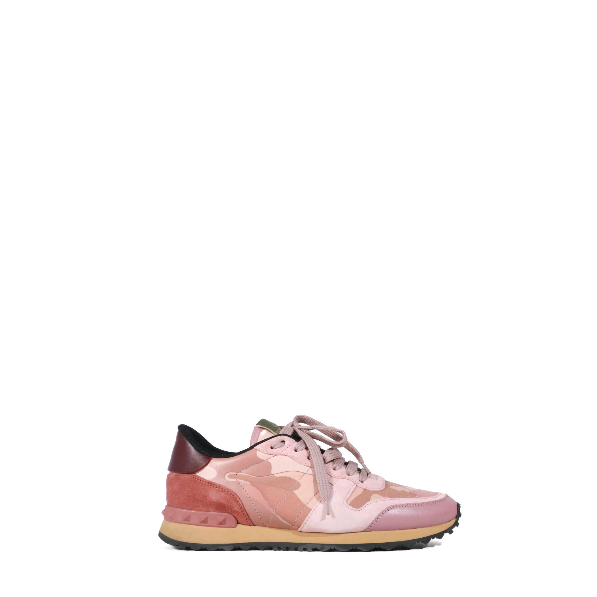 VALENTINO - Sneakers Rockrunner en toile et cuir rose (T38,5)