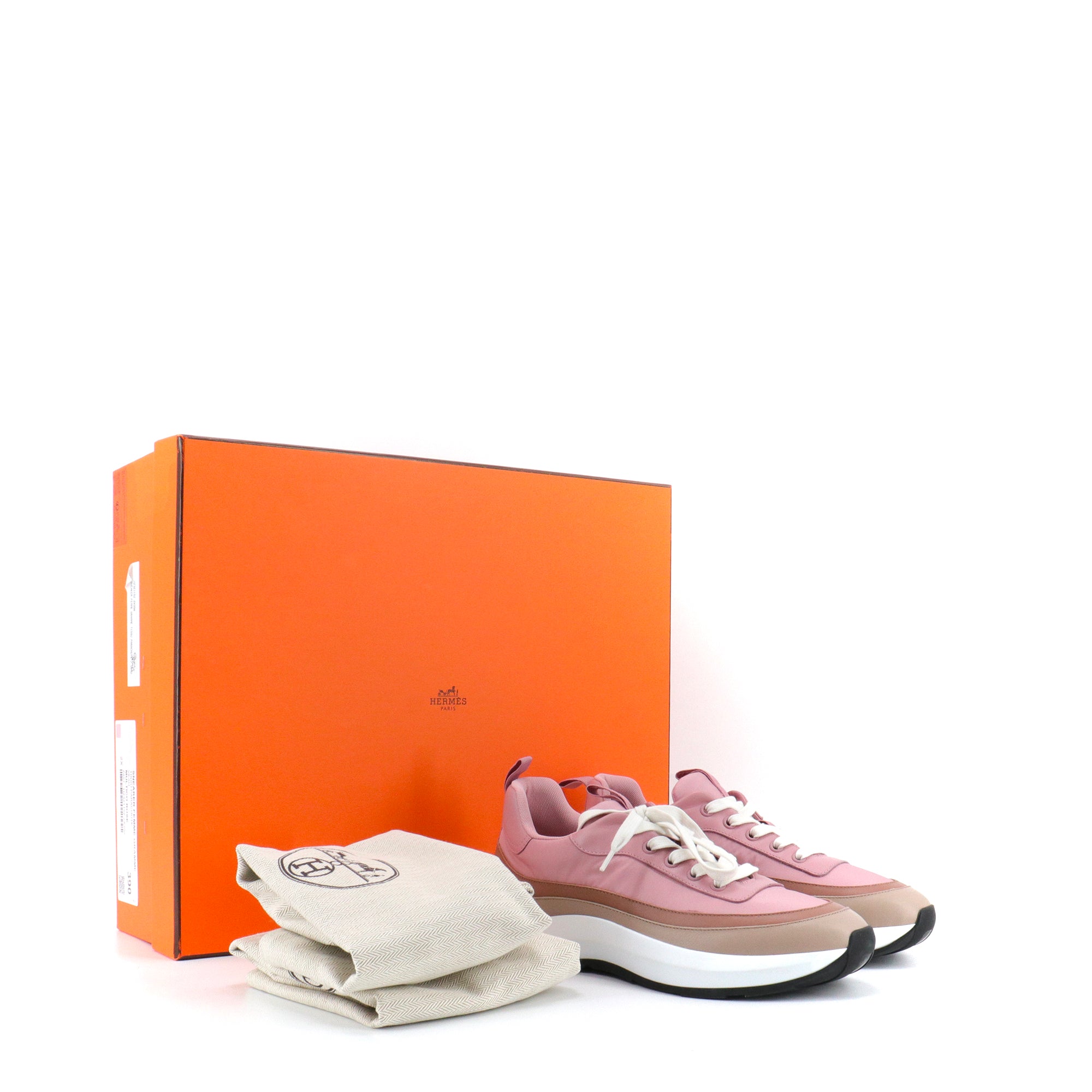 HERMÈS - Sneakers Gramme Hermès en cuir rose (T39)