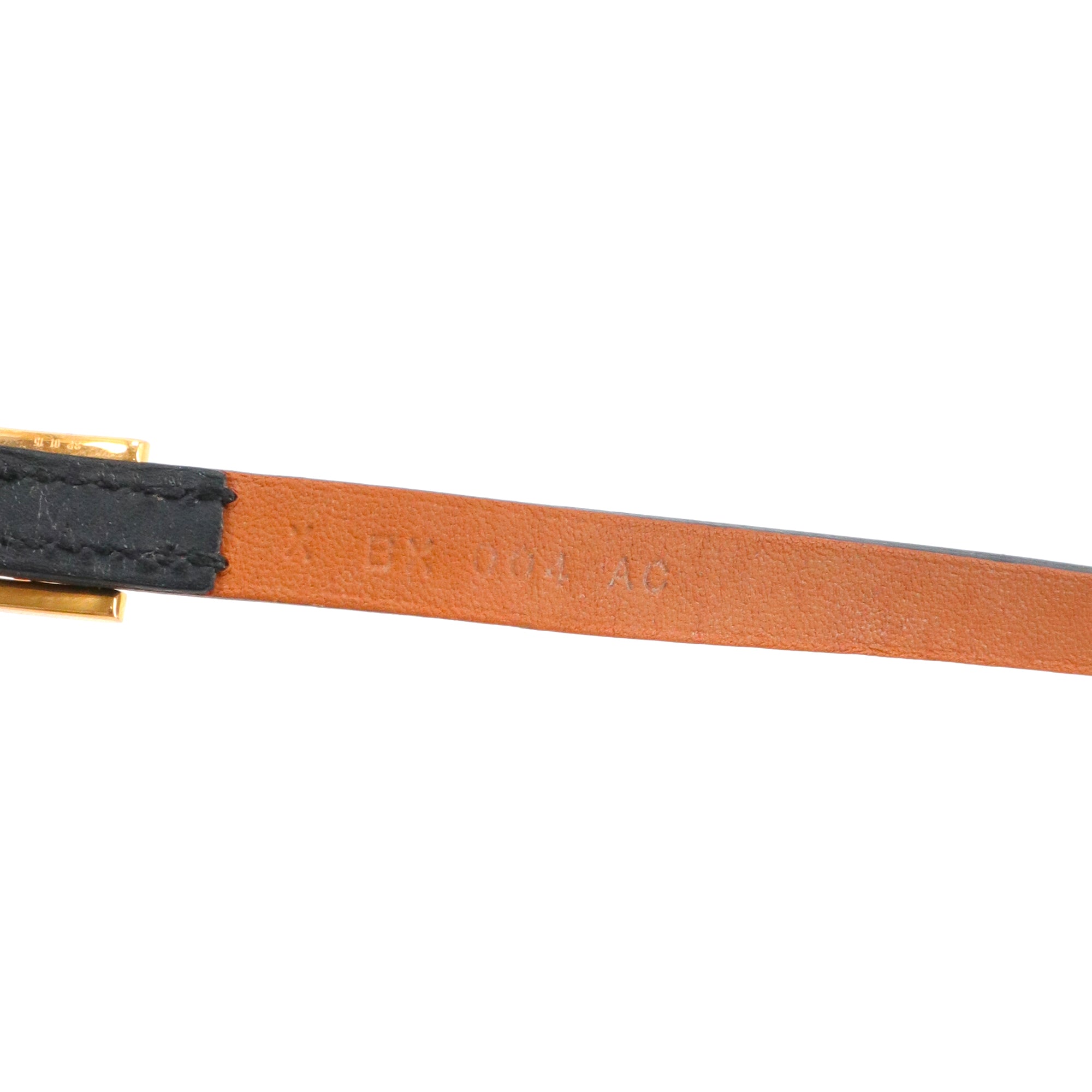 HERMÈS - Bracelet Behapi quatre tours réversible Hermès en cuir lisse noir (M)
