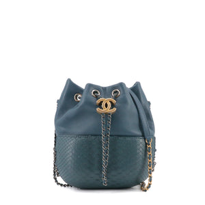 CHANEL - Chanel Gabrielle Bucket shoulder bag in smooth and exotic blue leather