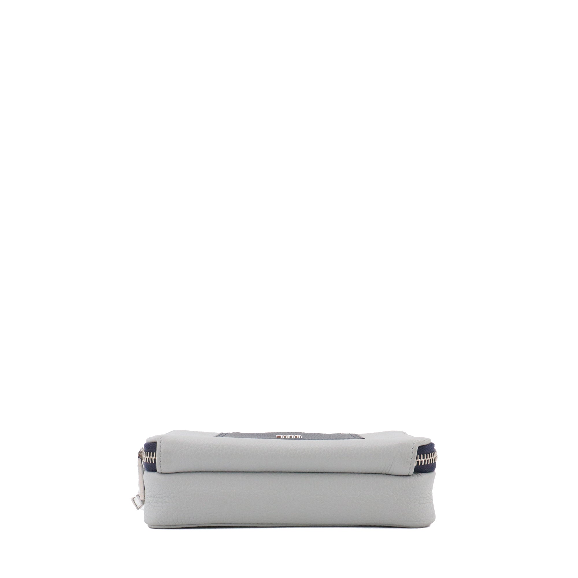 DIOR - Sac à bandoulière Dior en cuir grainé gris et bleu marine