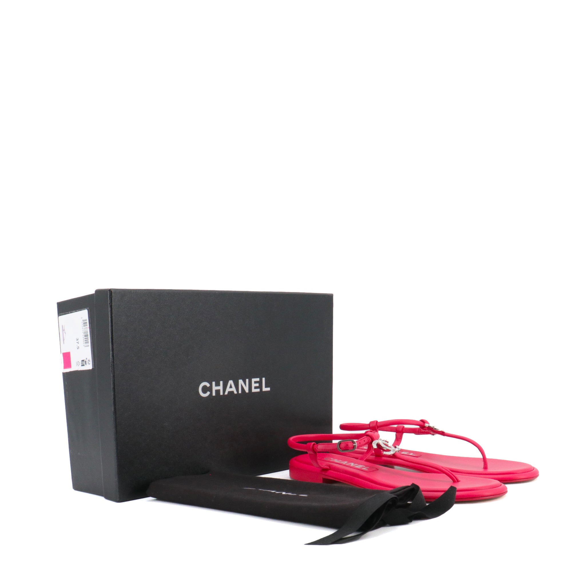 CHANEL - Sandales CC Chanel en cuir rose (T37.5)