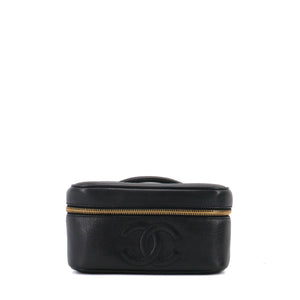 CHANEL - Sac à main Vanity Chanel en cuir caviar noir vintage