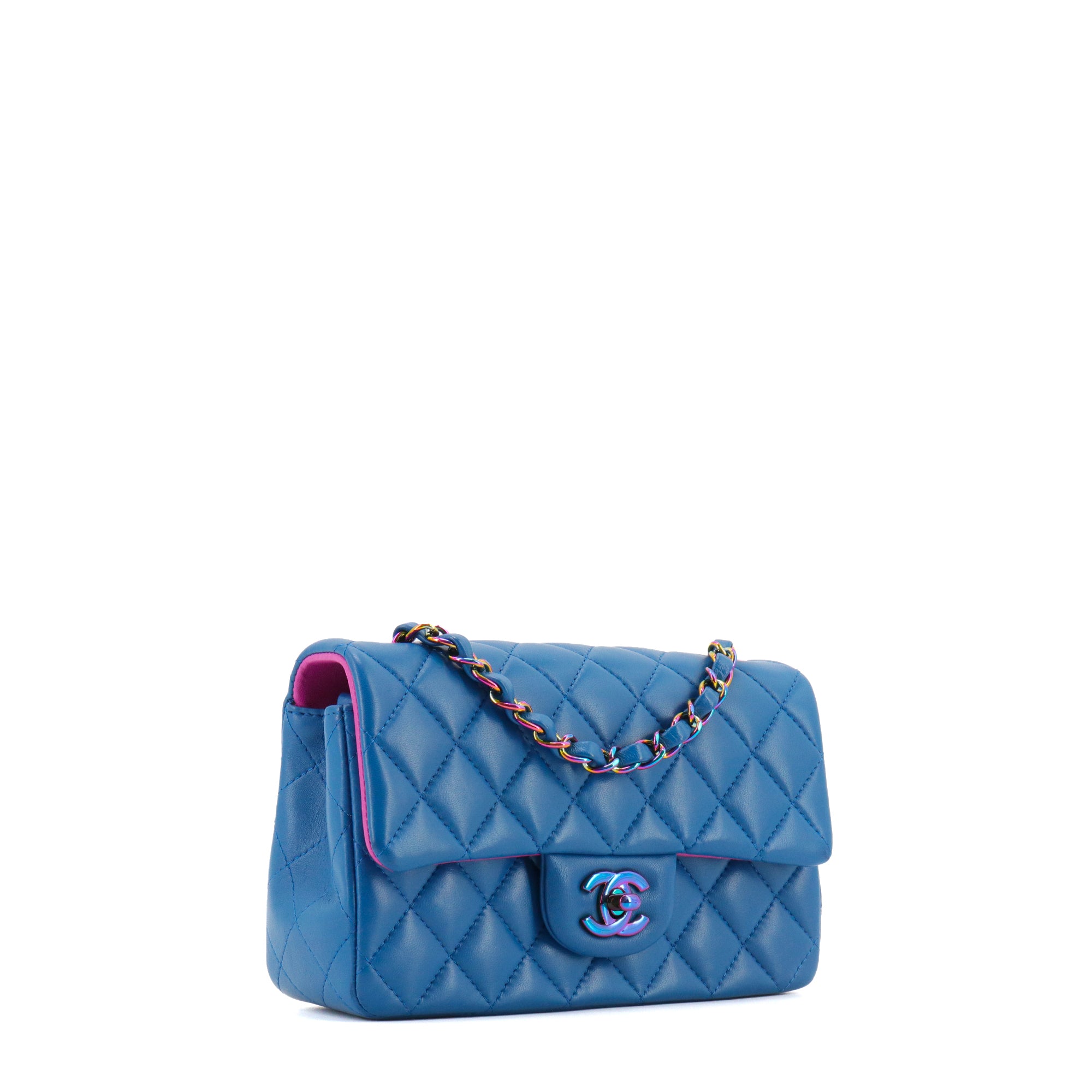 CHANEL - Chanel Mini Rectangle shoulder bag in blue leather limited edition 21P