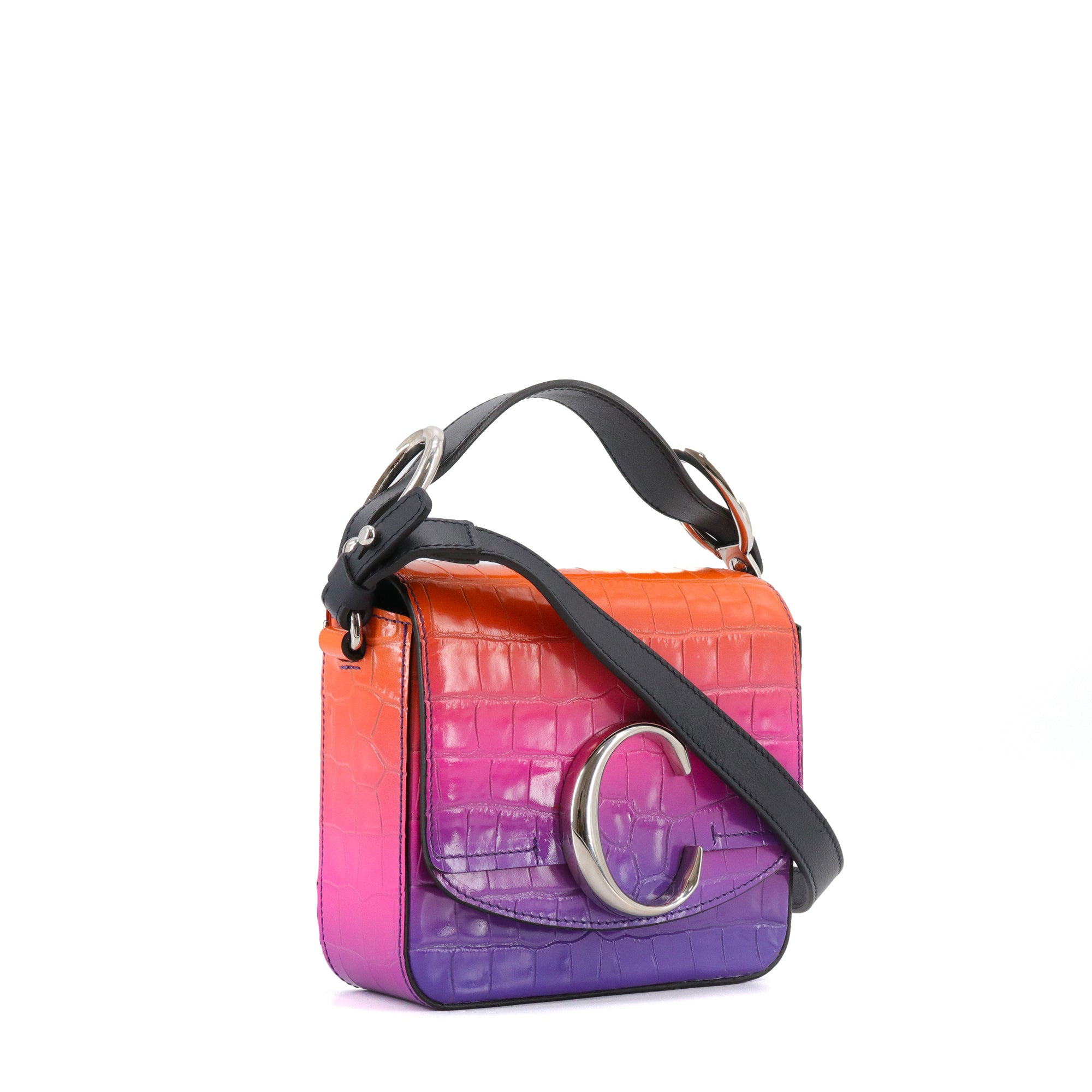 CHLOÉ - Chloé C Mini shoulder bag in multicolor croc-embossed leather