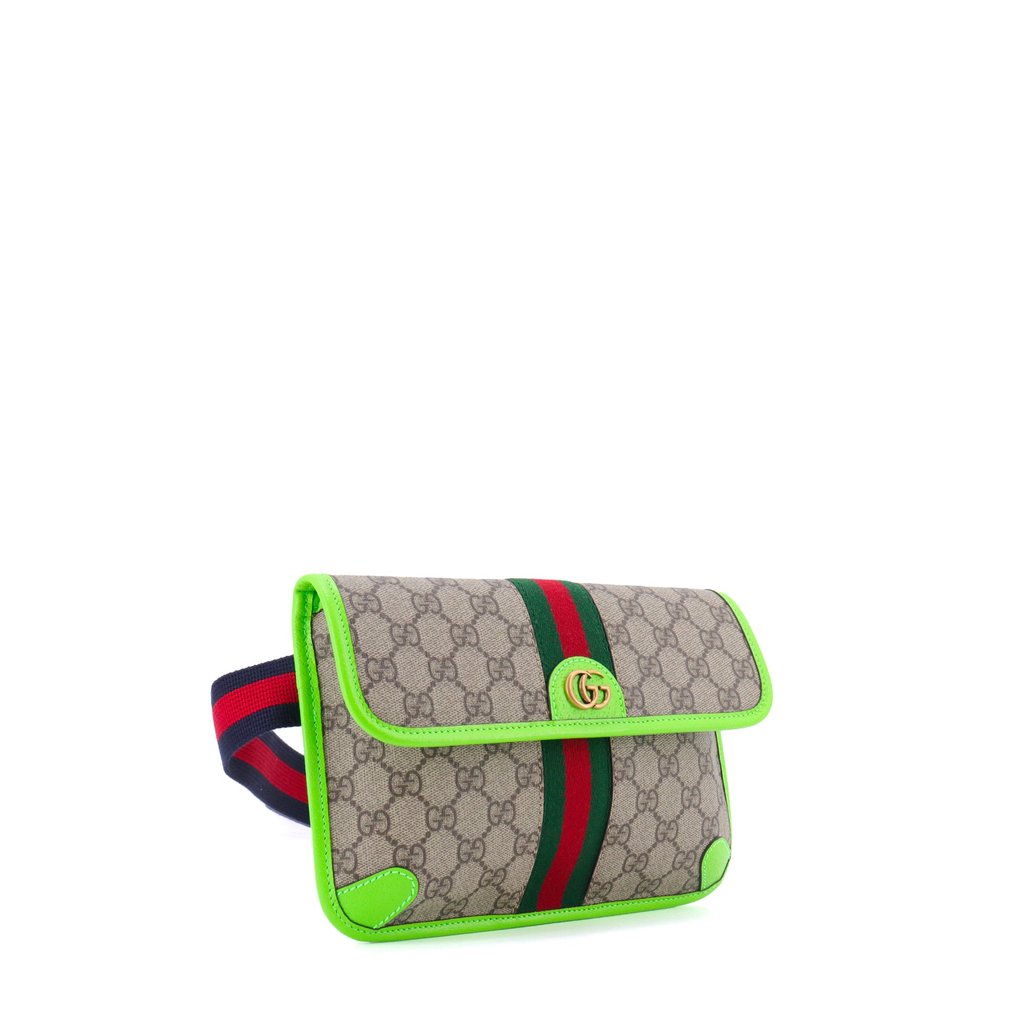 GUCCI - Sac ceinture Ophidia Gucci en toile monogrammée et cuir vert fluo