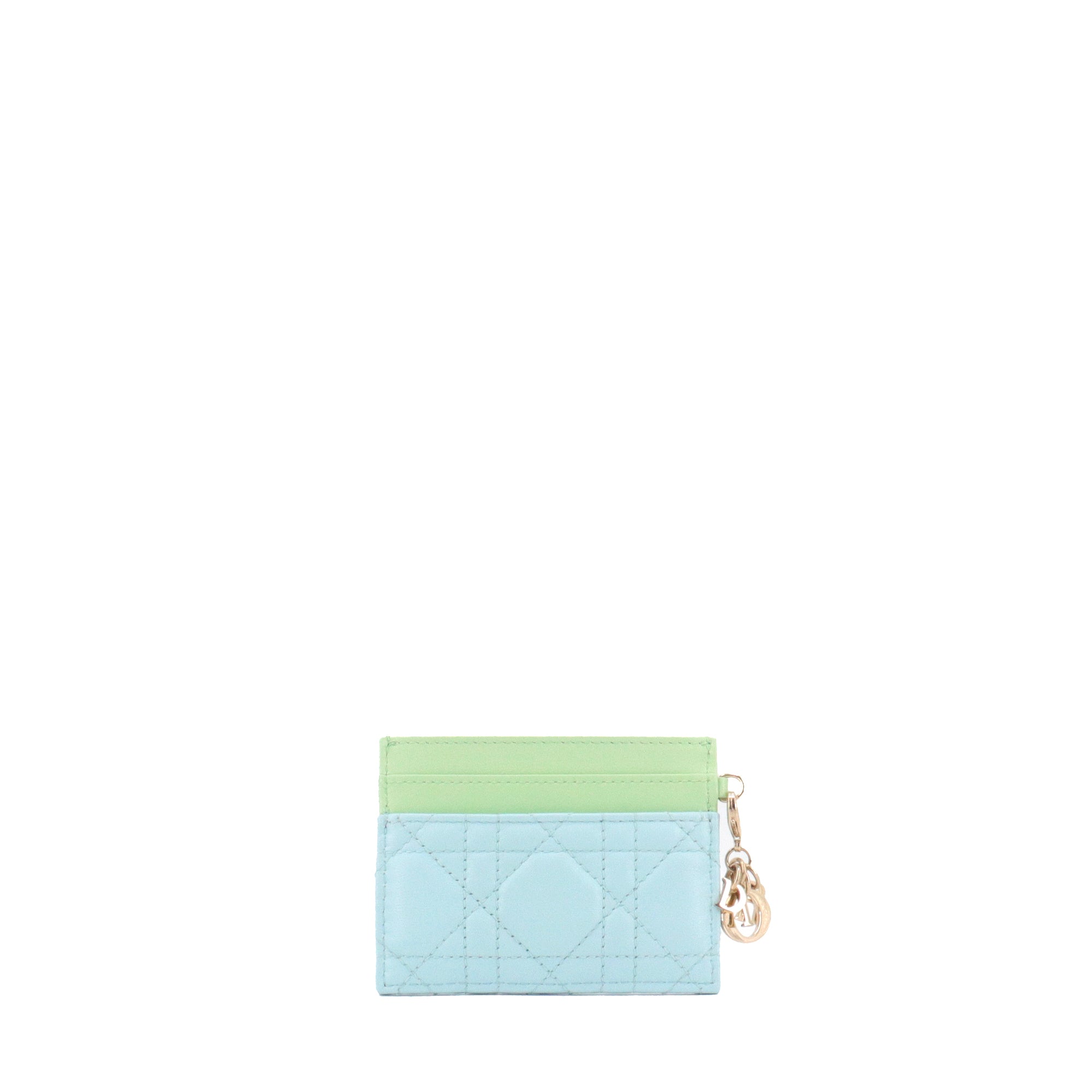 DIOR - Porte-cartes Freesia Dior en cuir bleu et vert pastel