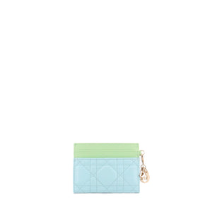 DIOR - Porte-cartes Freesia Dior en cuir bleu et vert pastel