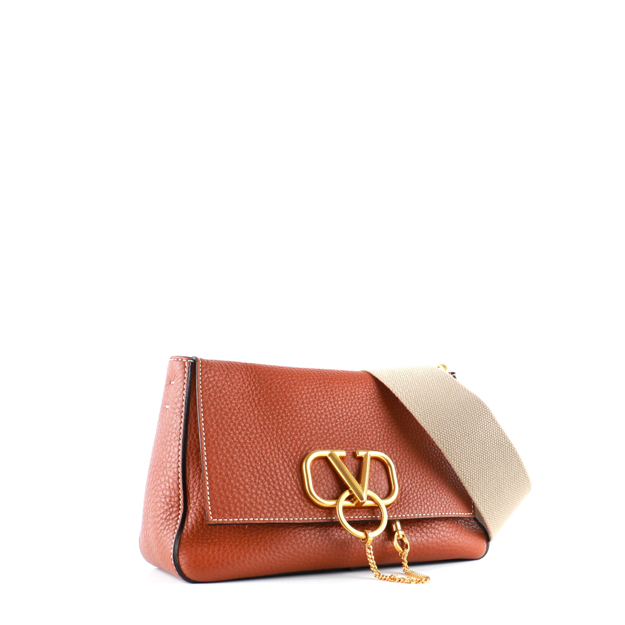VALENTINO - VSling shoulder bag in brown grained leather