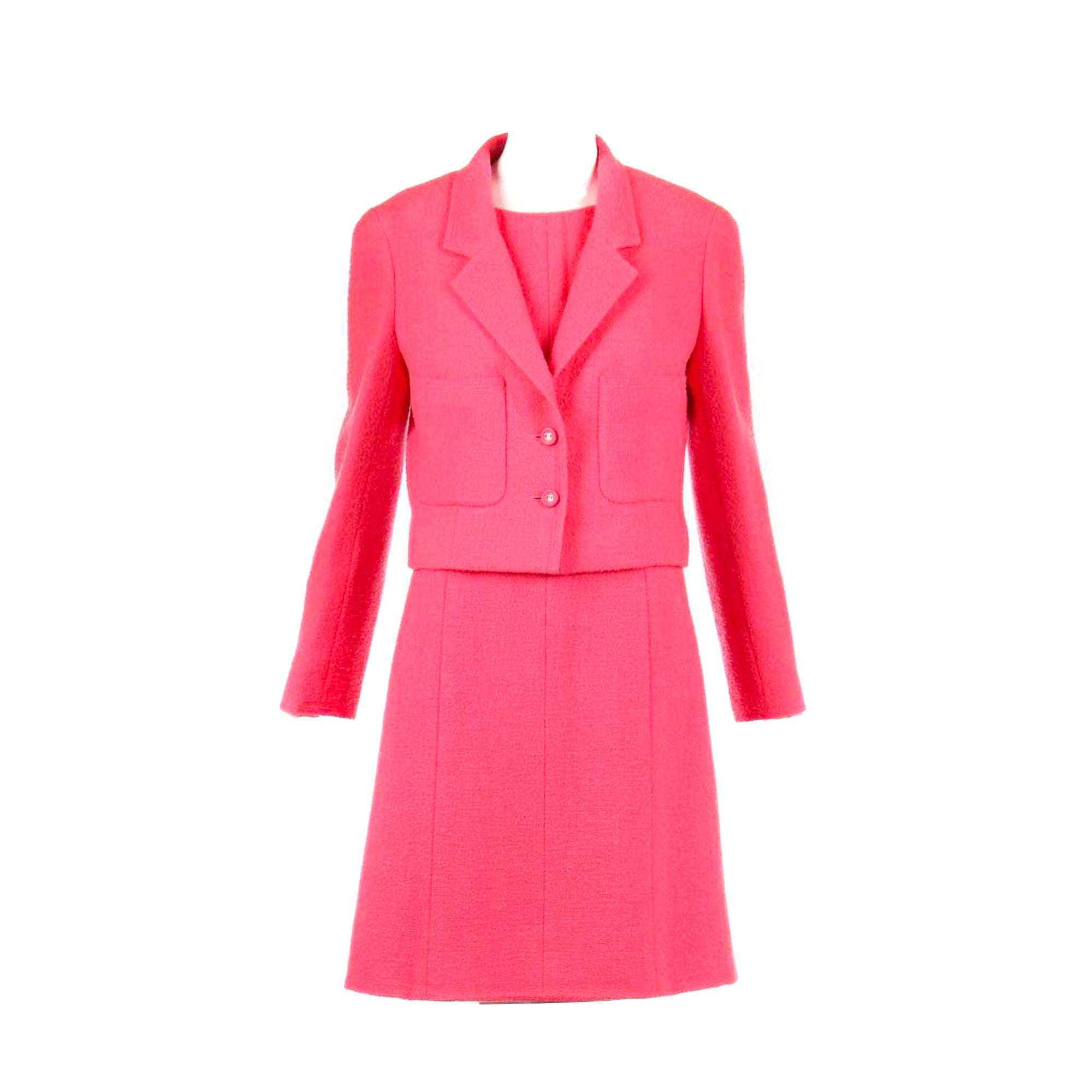 CHANEL - Vintage pink tweed jacket and dress set (T40)
