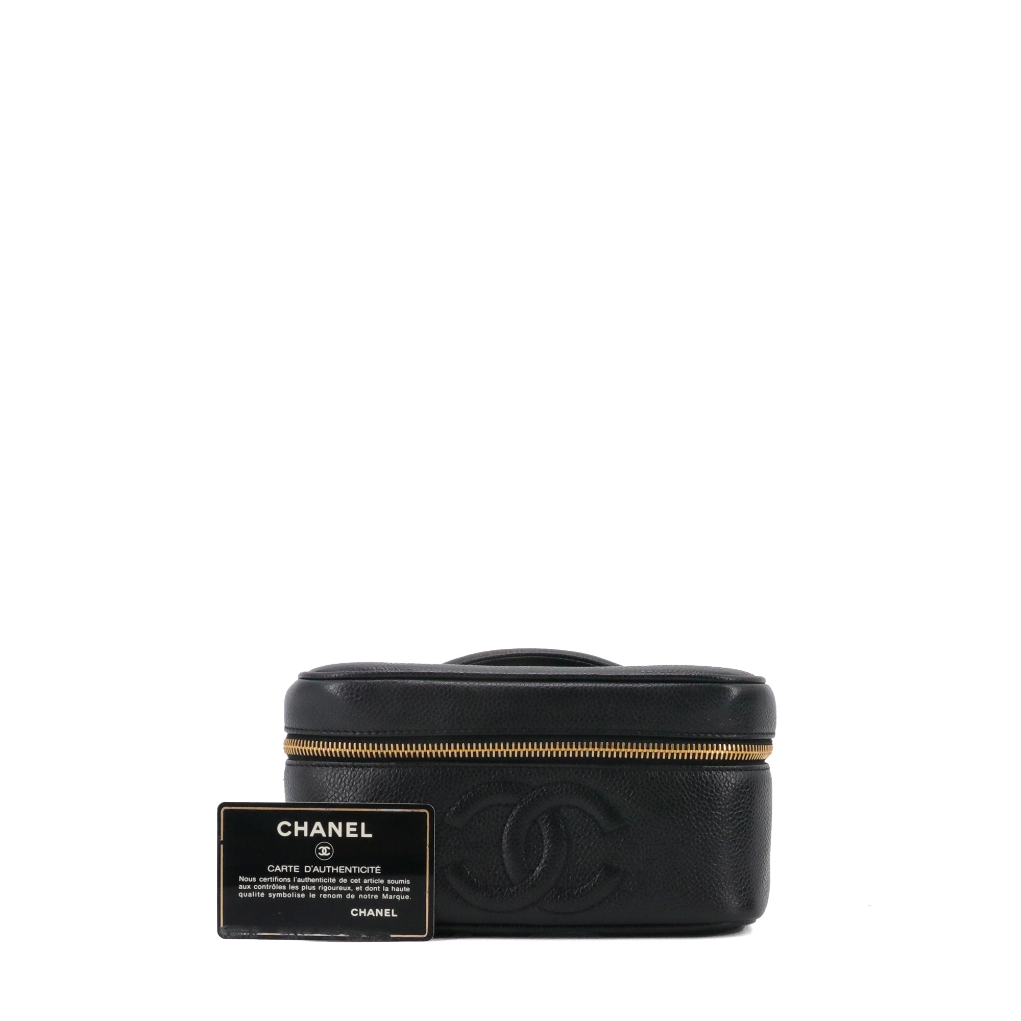 CHANEL - Sac à main Vanity Chanel en cuir caviar noir vintage