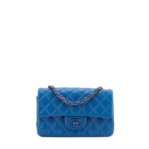CHANEL - Sac à bandoulière Mini Rectangle Chanel en cuir bleu édition limitée 21P