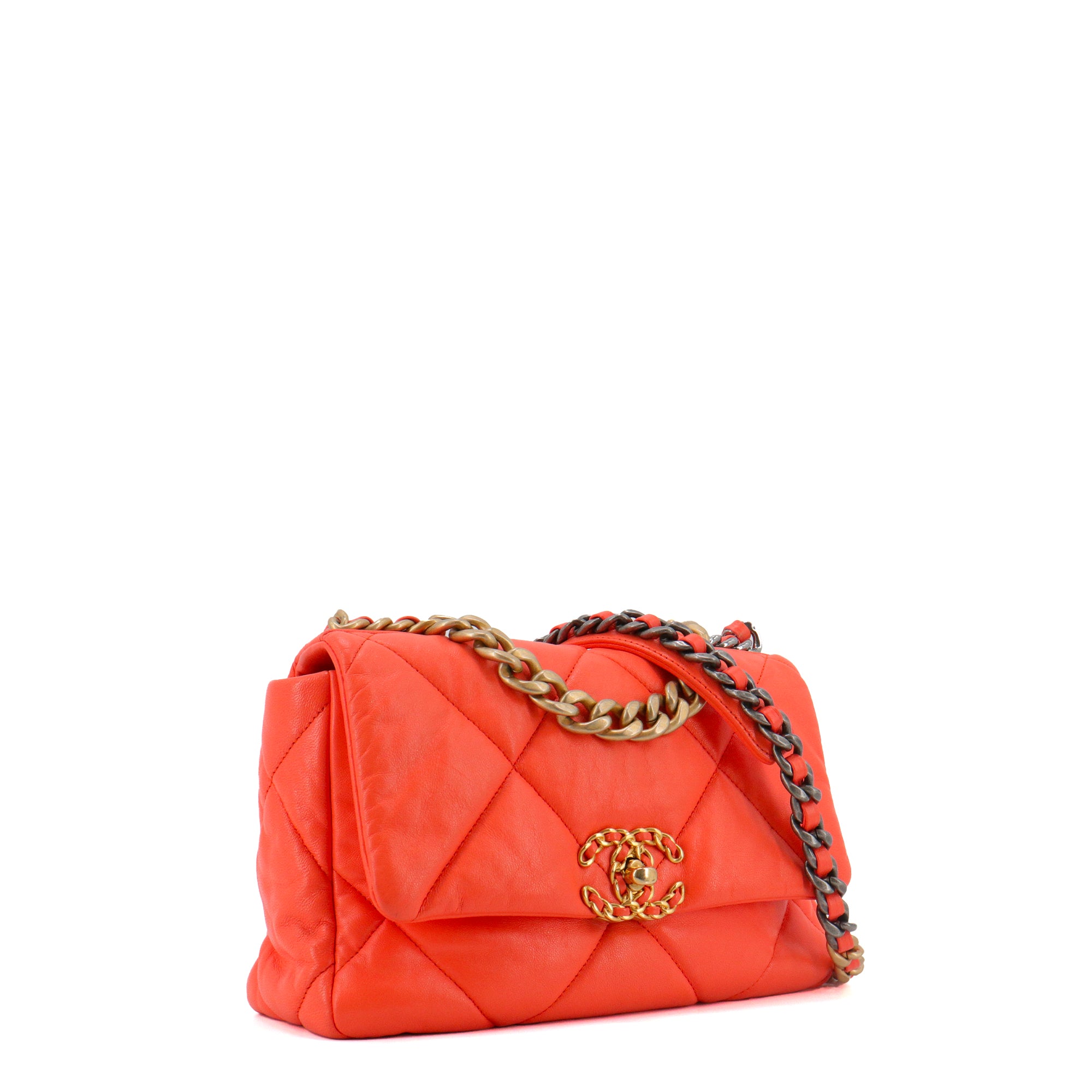 CHANEL - Sac à bandoulière 19 Chanel en cuir orange