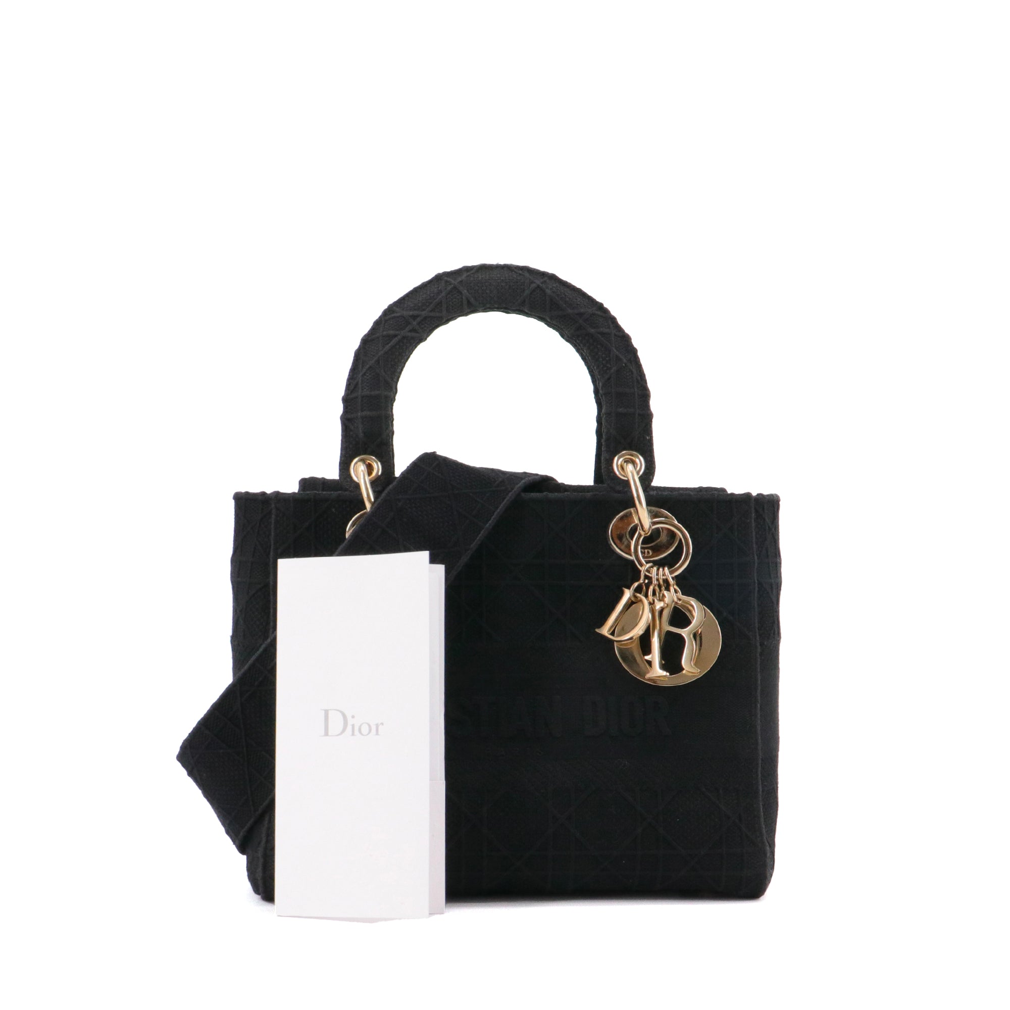 DIOR - Sac à bandoulière Lady D-Lite Medium Dior en toile noire