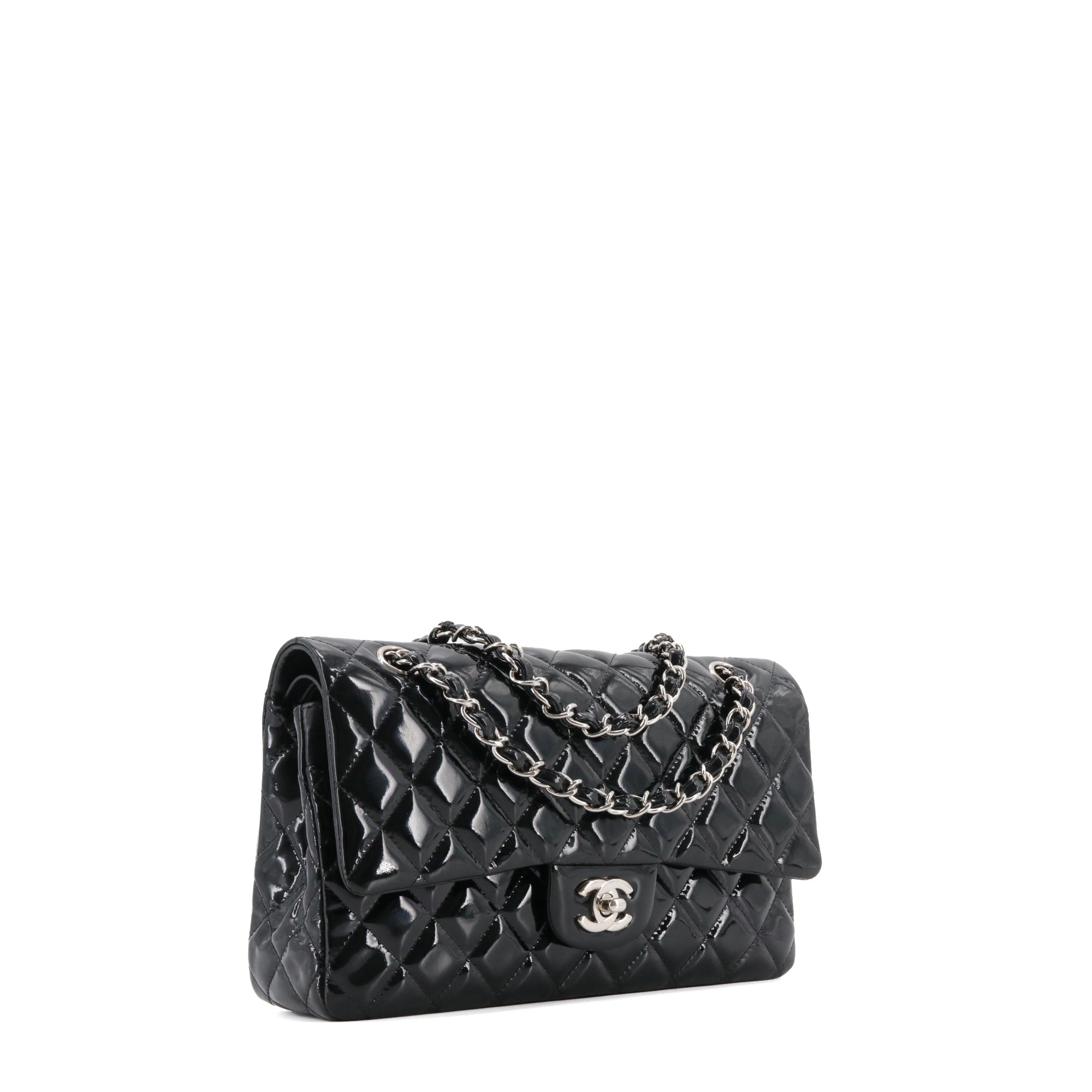 CHANEL - Sac à main Classique/Timeless 11.12 Chanel en cuir verni noir