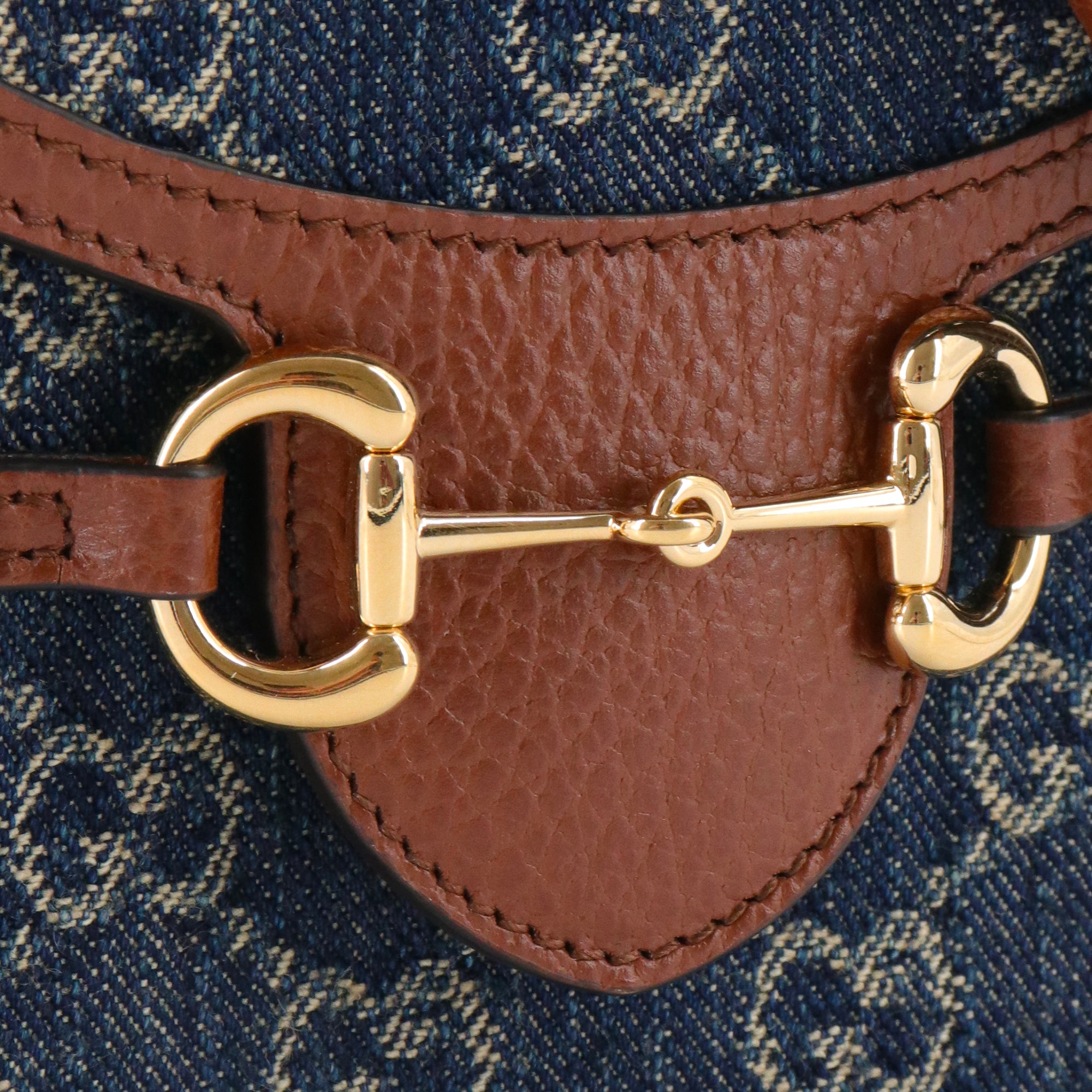 GUCCI - Sac à bandoulière Horsebit 1955 Gucci en denim monogrammé