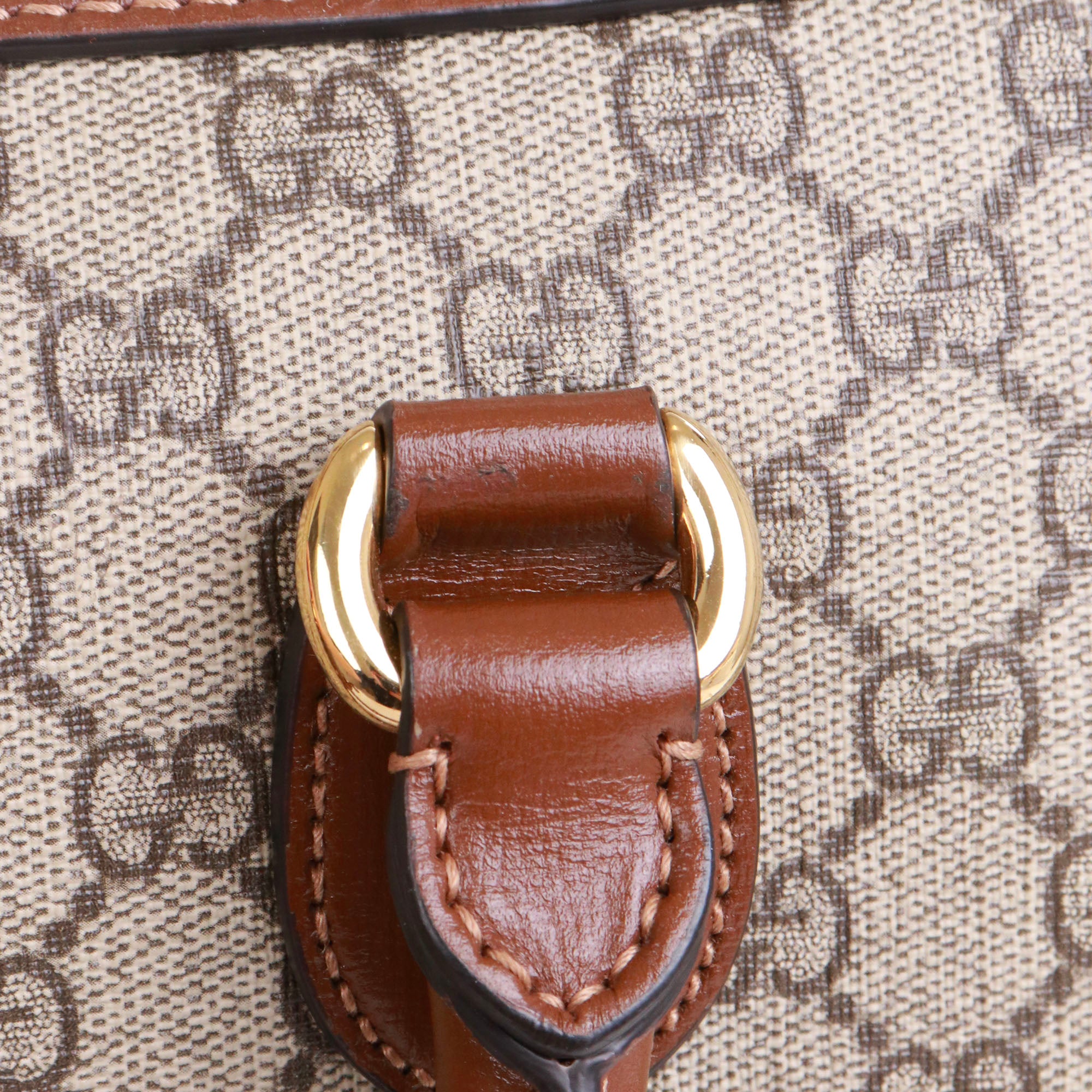 GUCCI - Sac Malette GG Gucci en toile enduite et cuir marron