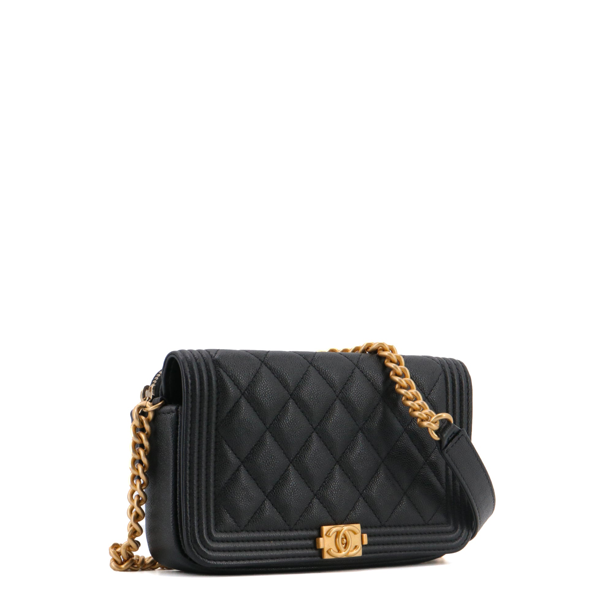 CHANEL - Sac à bandoulière Wallet On Chain Boy Chanel en cuir caviar noir