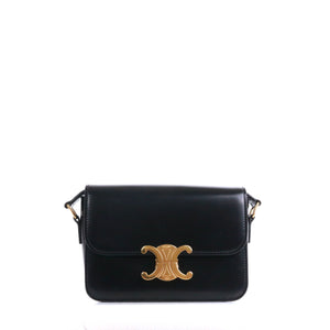 CELINE - Sac à bandoulière Triomphe teen Celine en cuir box noir
