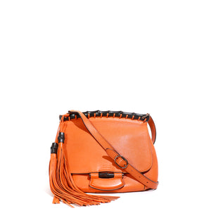 GUCCI - Bamboo shoulder bag in orange grained leather