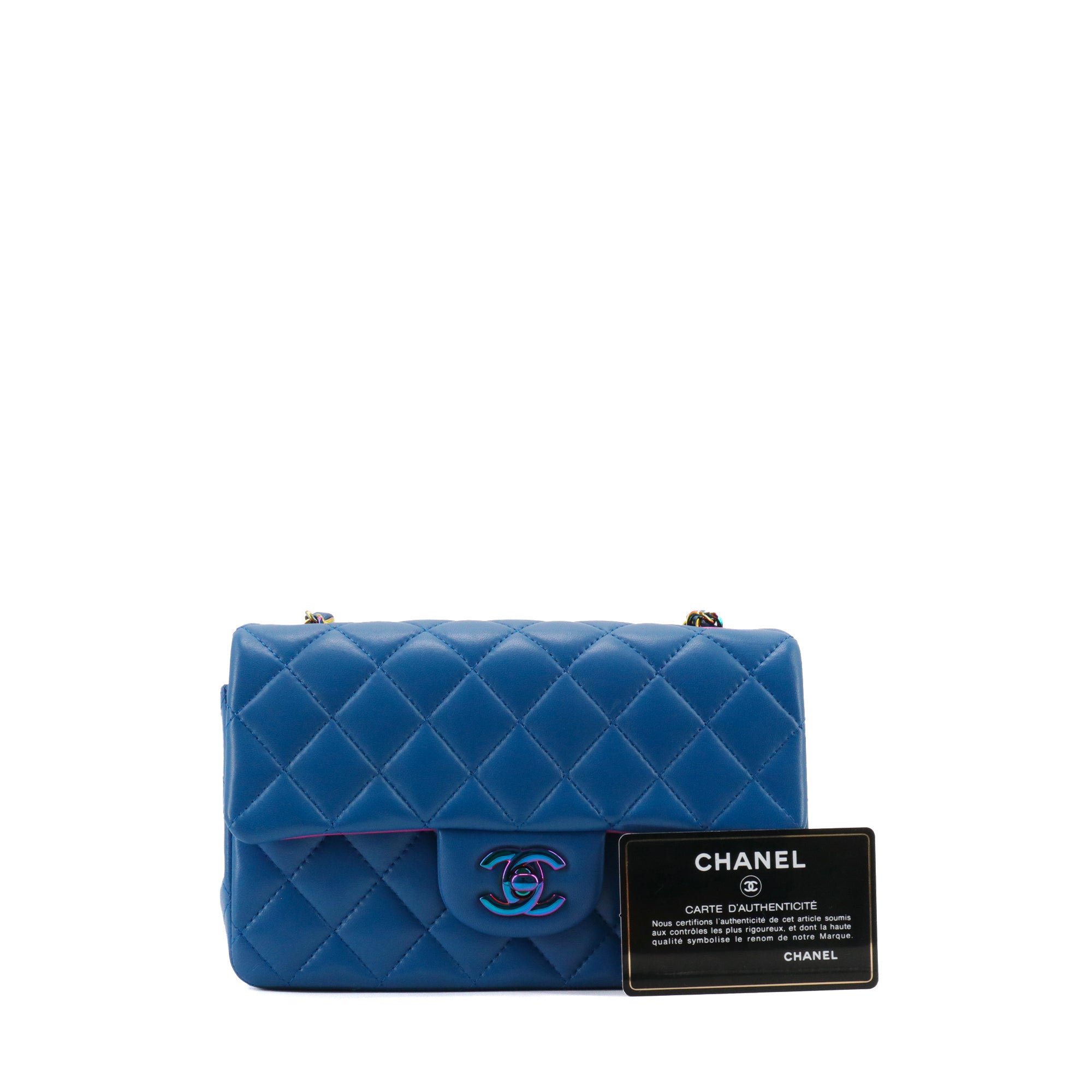 CHANEL - Chanel Mini Rectangle shoulder bag in blue leather limited edition 21P