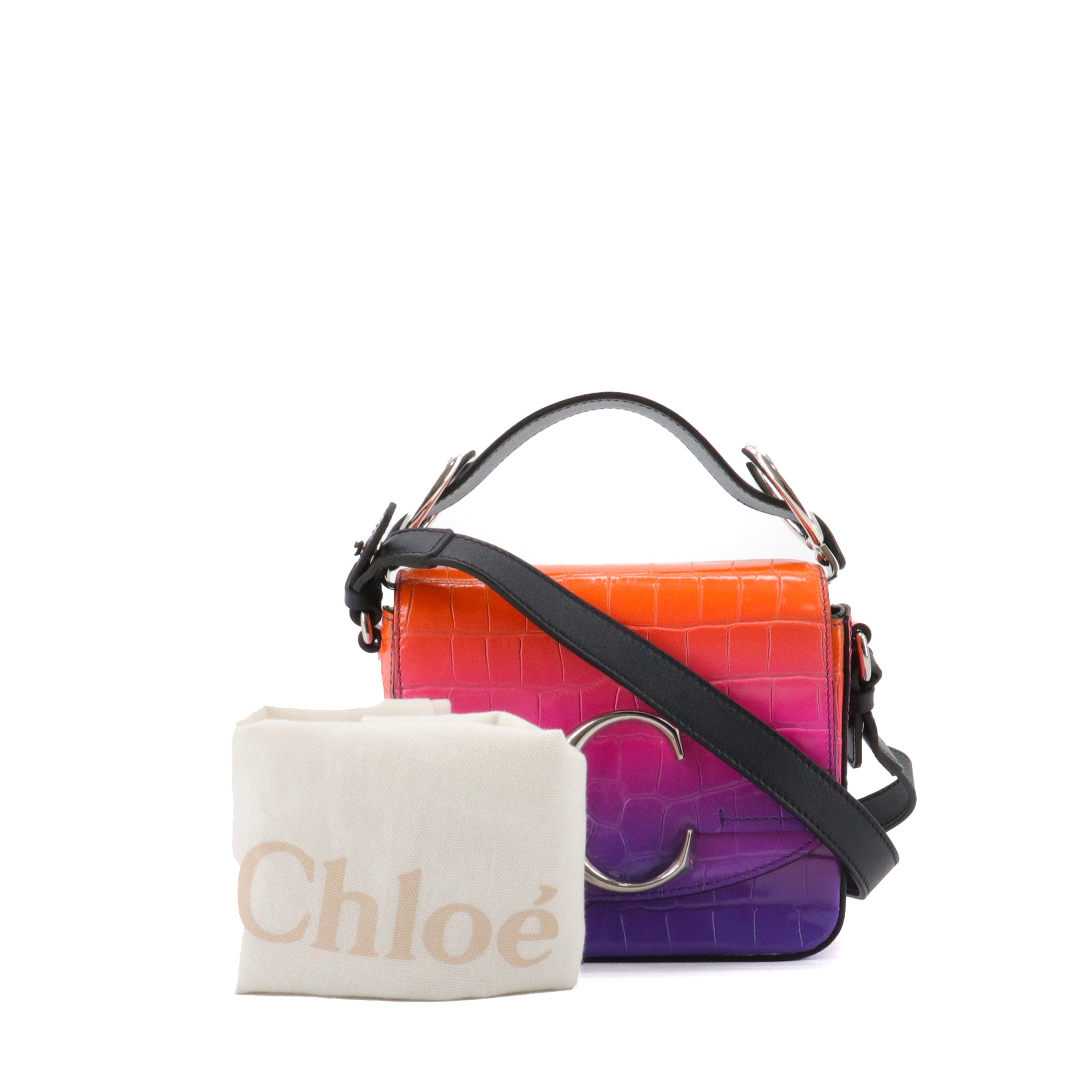 CHLOÉ - Chloé C Mini shoulder bag in multicolor croc-embossed leather