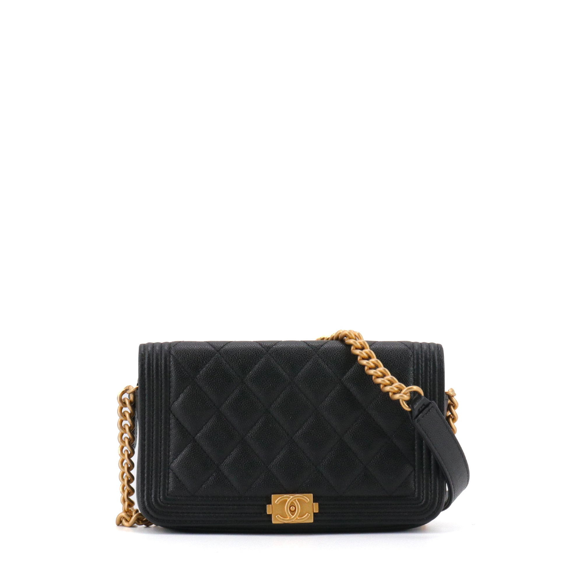 CHANEL - Sac à bandoulière Wallet On Chain Boy Chanel en cuir caviar noir