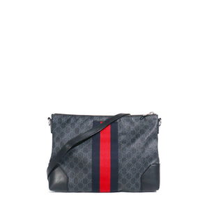 GUCCI - Gucci GG Supreme shoulder bag in coated canvas and black leather
