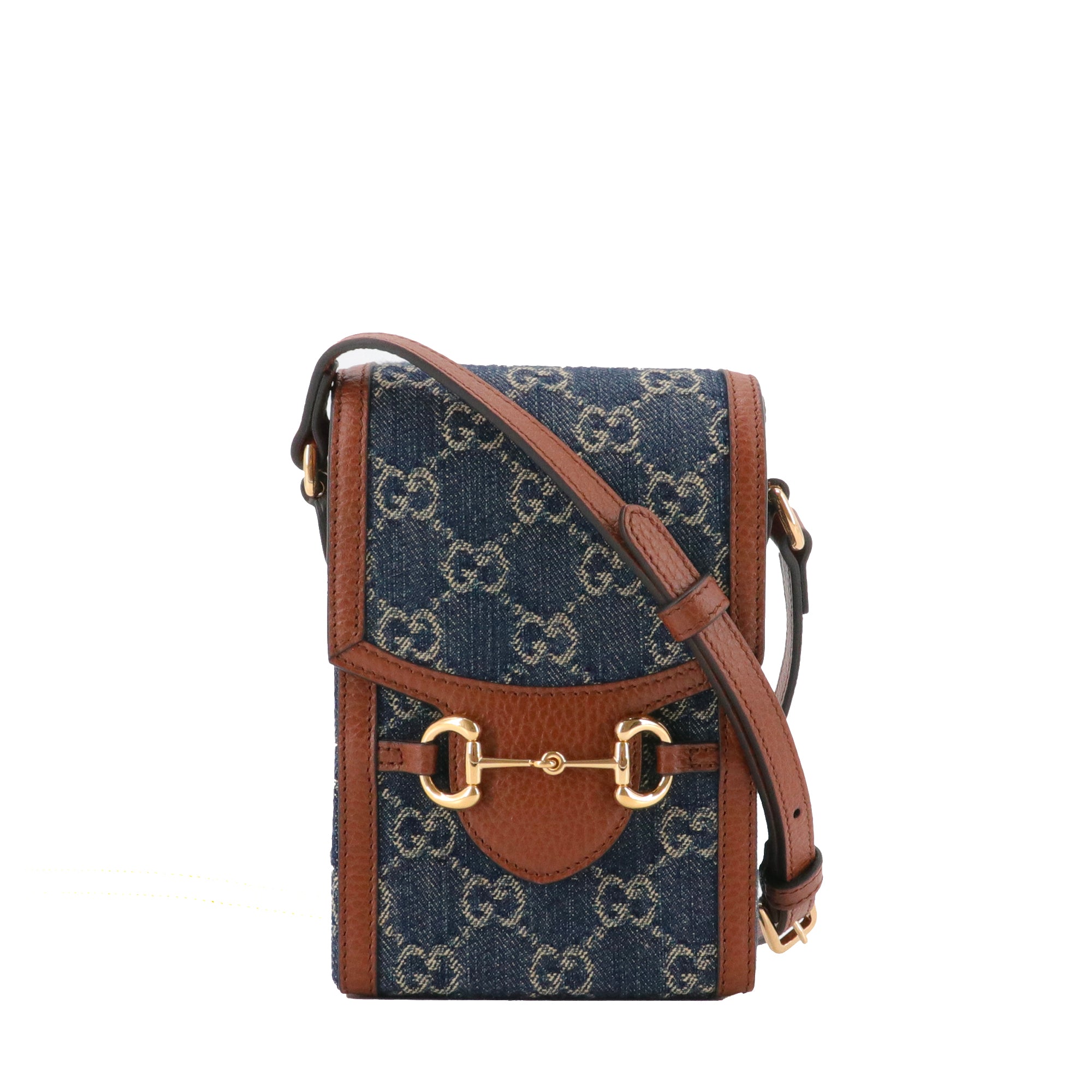 GUCCI - Sac à bandoulière Horsebit 1955 Gucci en denim monogrammé