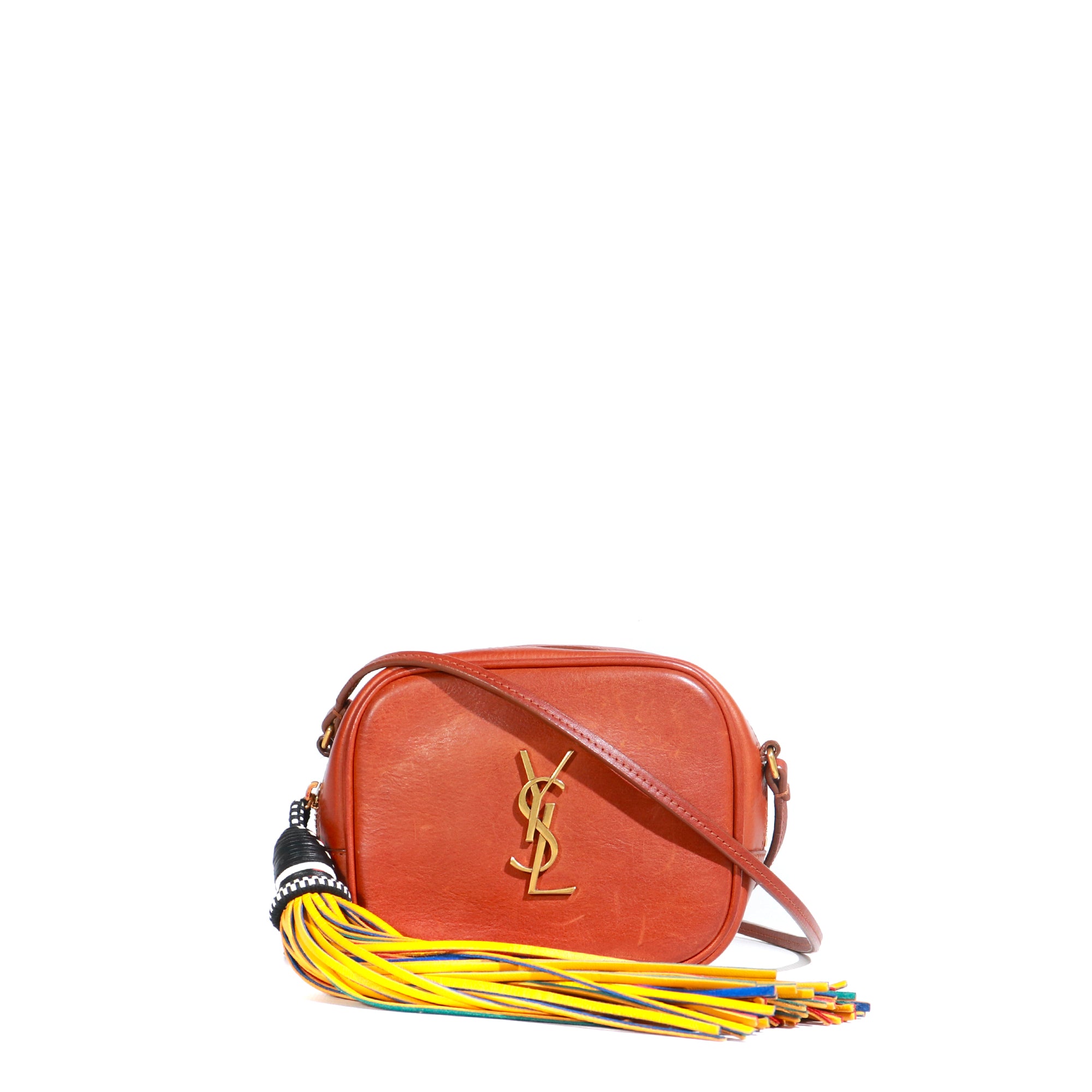 SAINT LAURENT - Tassel mini shoulder bag in brown natural leather