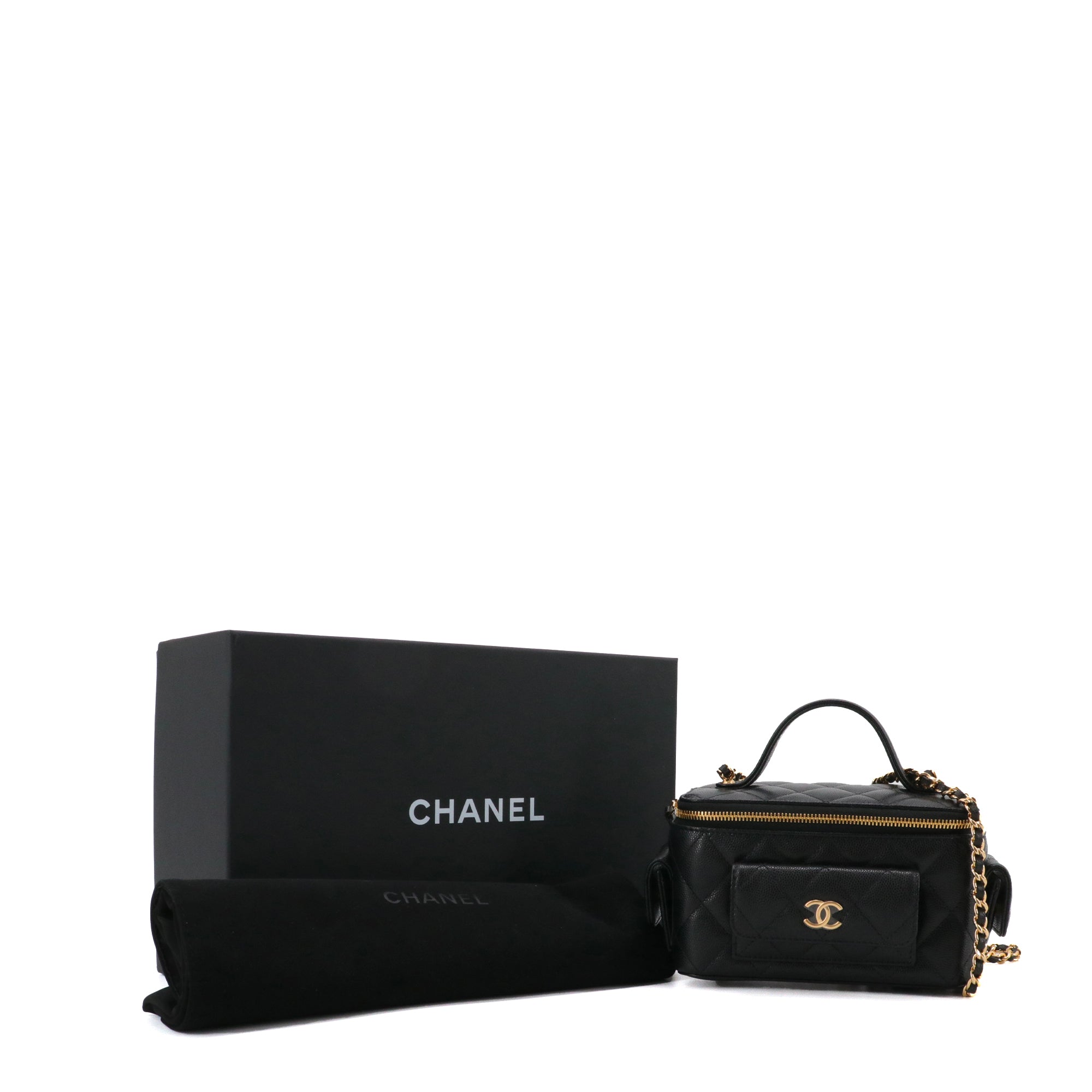 CHANEL - Sac à bandoulière Vanity Pocket Chanel en cuir caviar noir