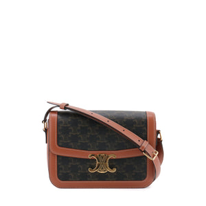 CELINE - Sac à bandoulière Triomphe medium Celine en toile enduite et cuir tan