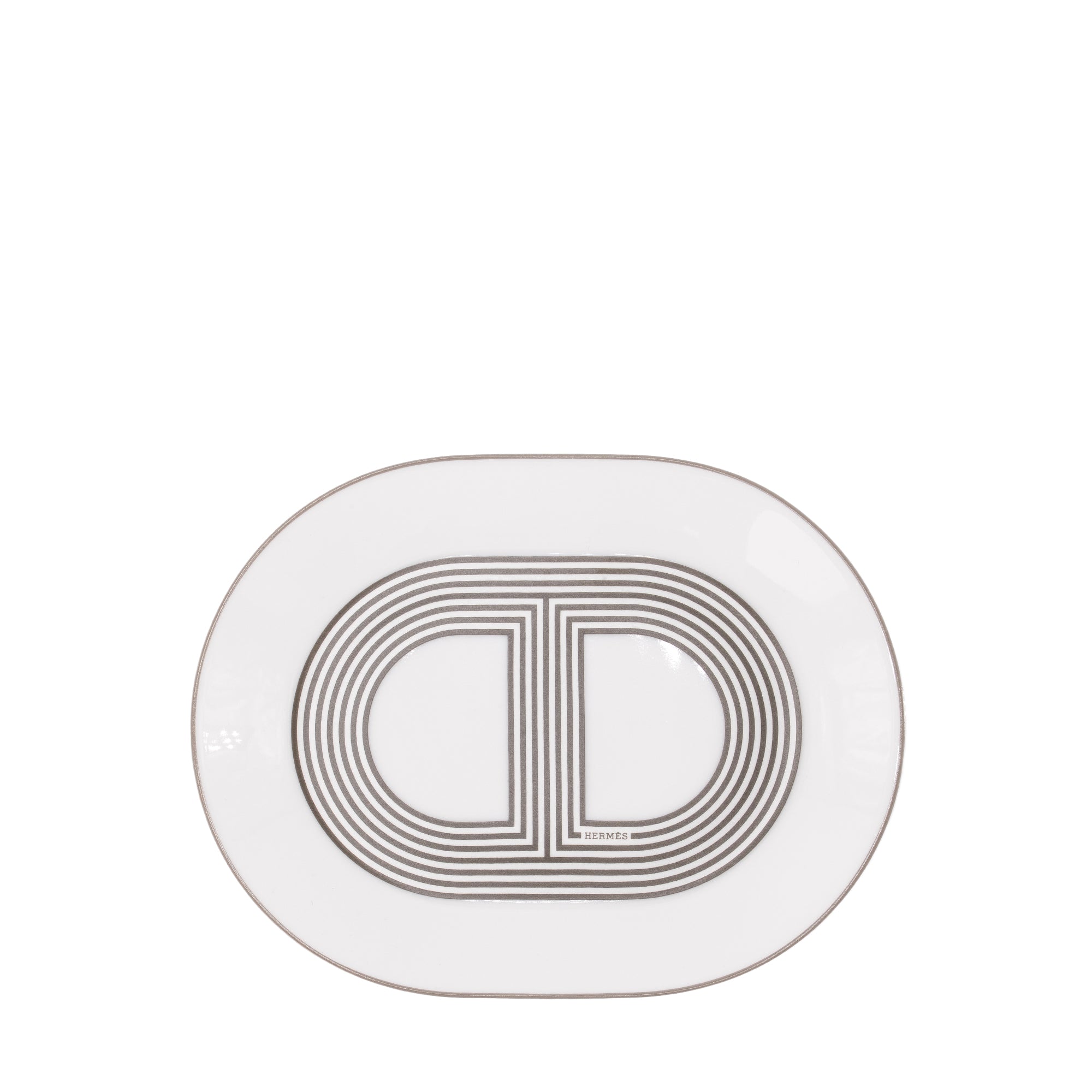 HERMÈS - Assiette Rallye 24 ovale petit modèle blanche