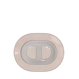 HERMÈS - Assiette Rallye 24 ovale petit modèle beige