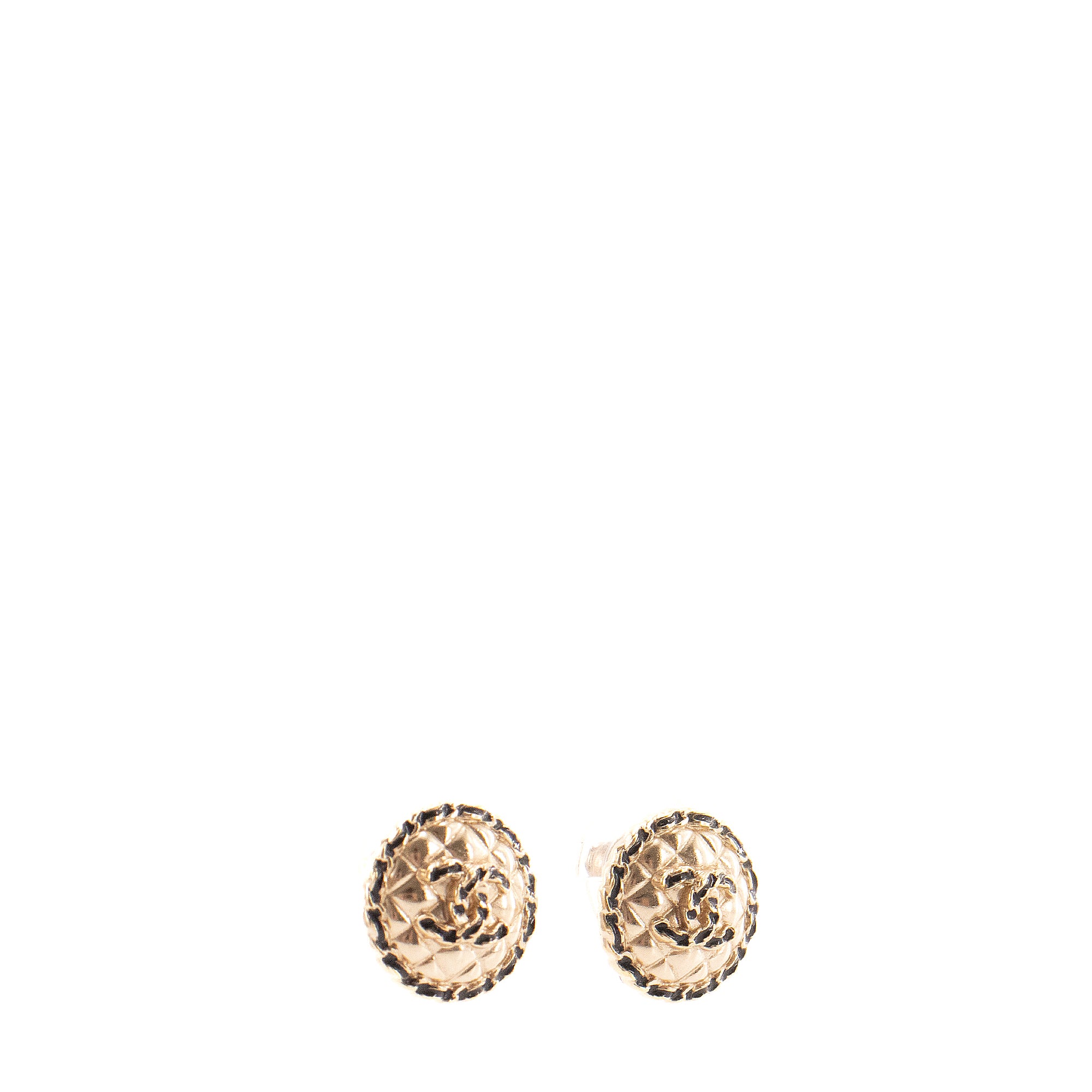 CHANEL - Boucles d’oreilles CC Chanel en métal doré champagne