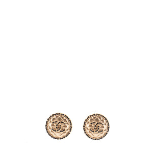 CHANEL - Boucles d’oreilles CC Chanel en métal doré champagne