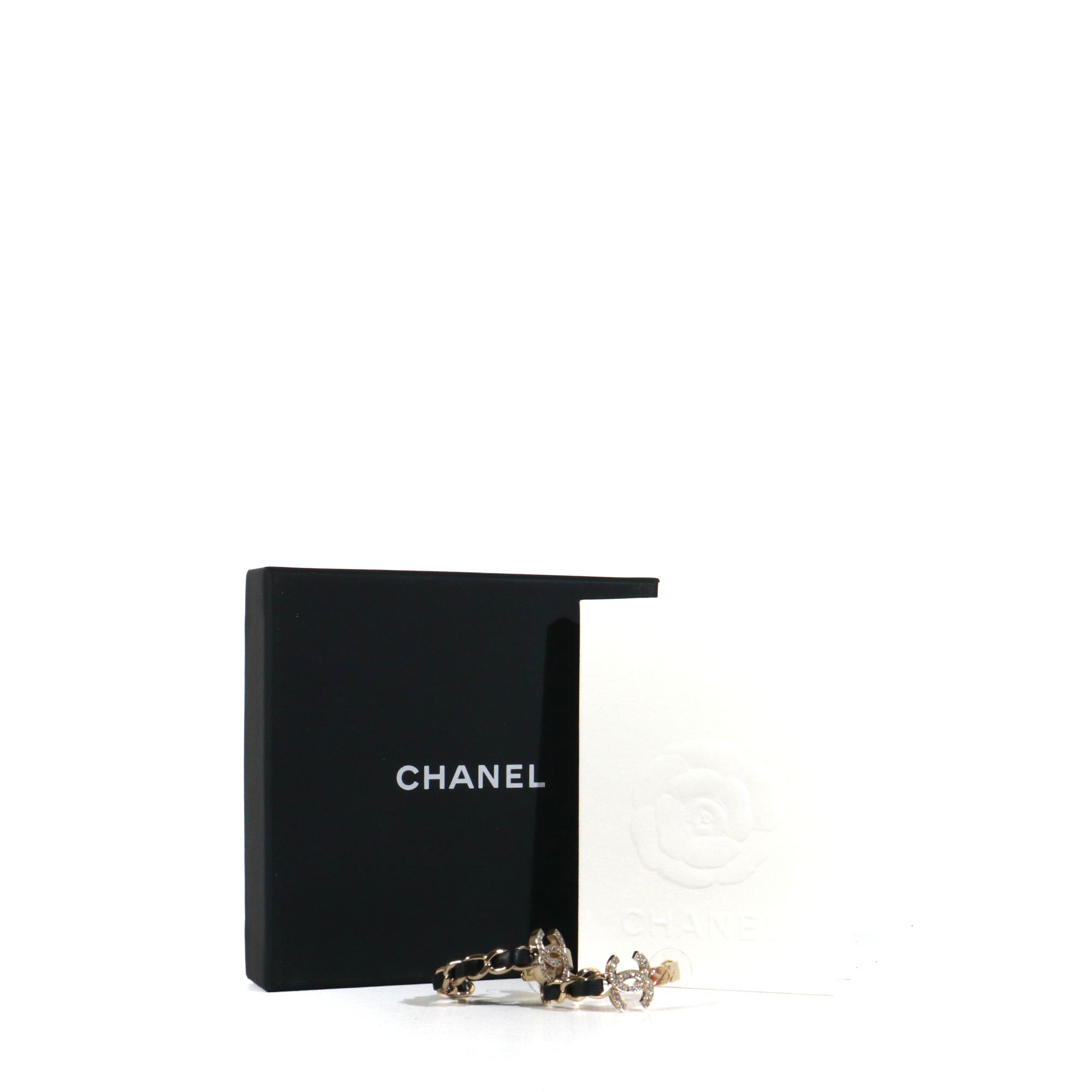CHANEL - CC Chanel hoop earrings with champagne-colored rhinestones