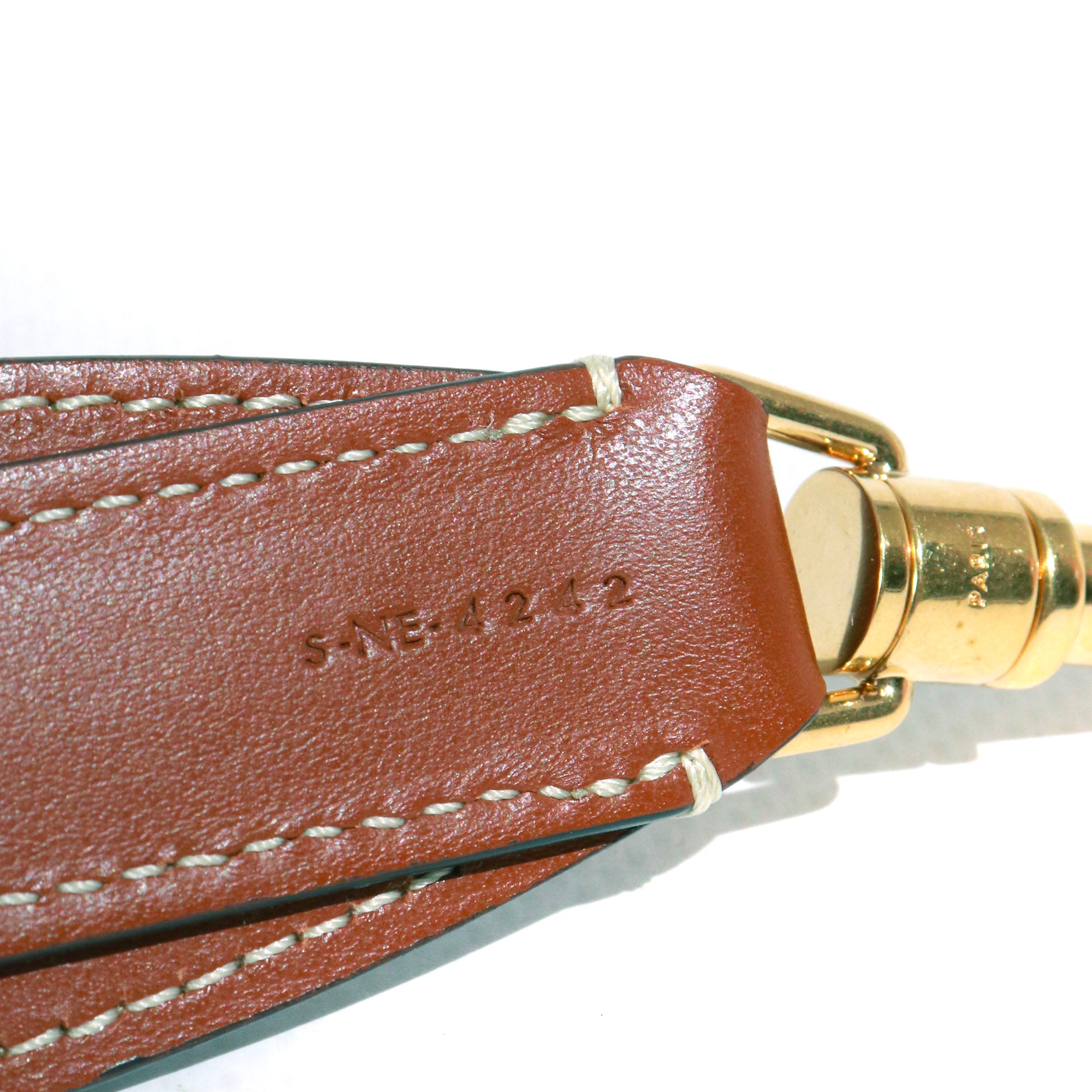 CELINE - Bandoulière de sac Céline en cuir naturel tan